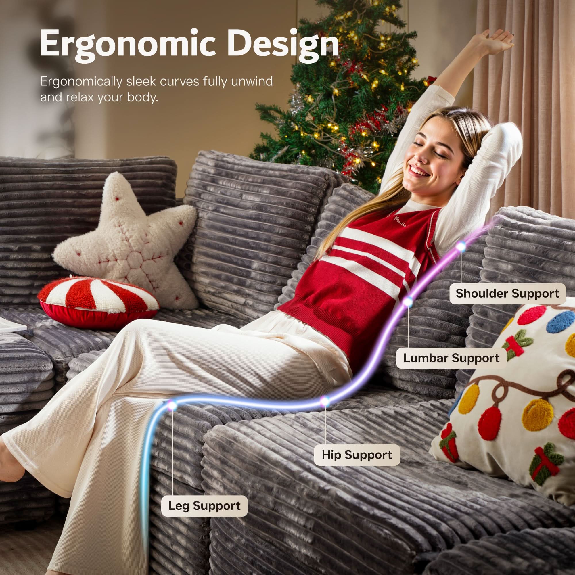 OVIOS Modular Sectional Sofa Couch with Oversized Chaise