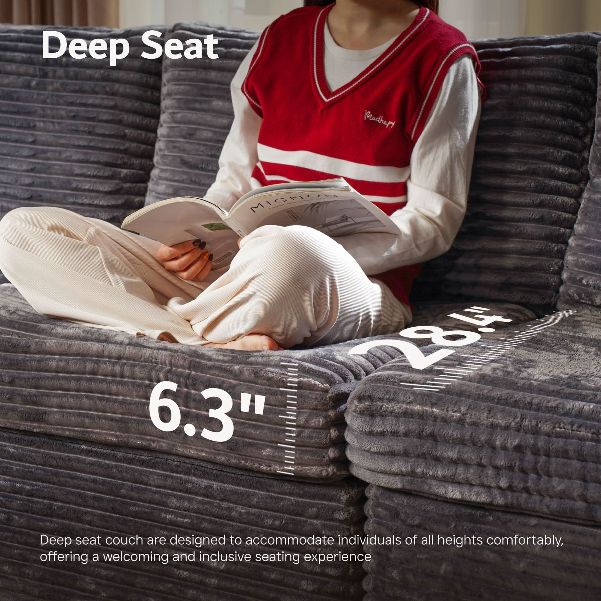 OVIOS Modular Sectional Sofa Couch with Oversized Chaise