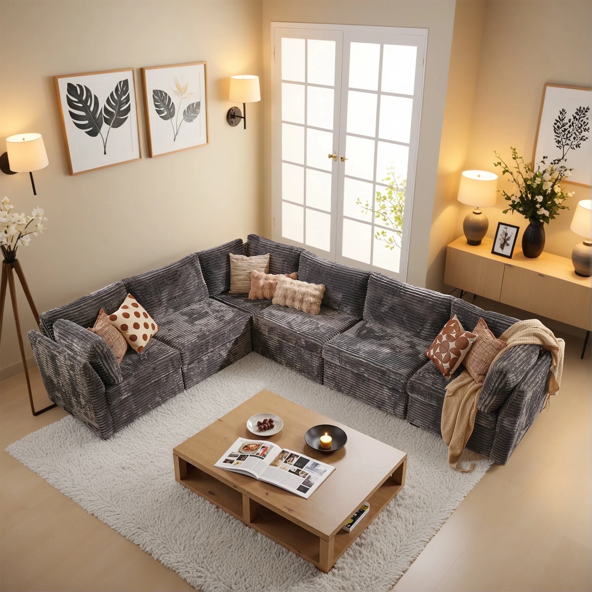 OVIOS Modular Sectional Sofa Couch with Oversized Chaise