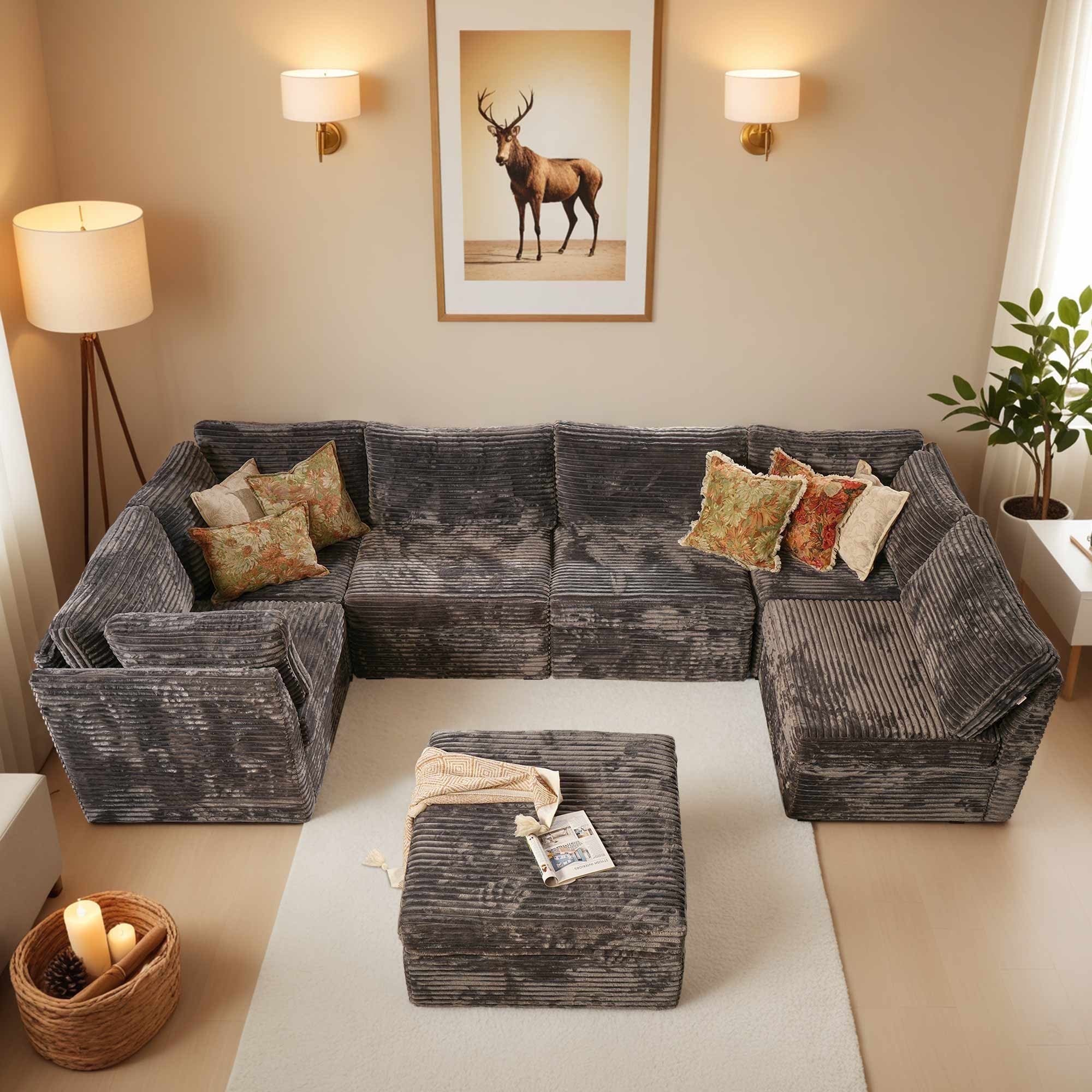 OVIOS Modular Sectional Sofa Couch with Oversized Chaise