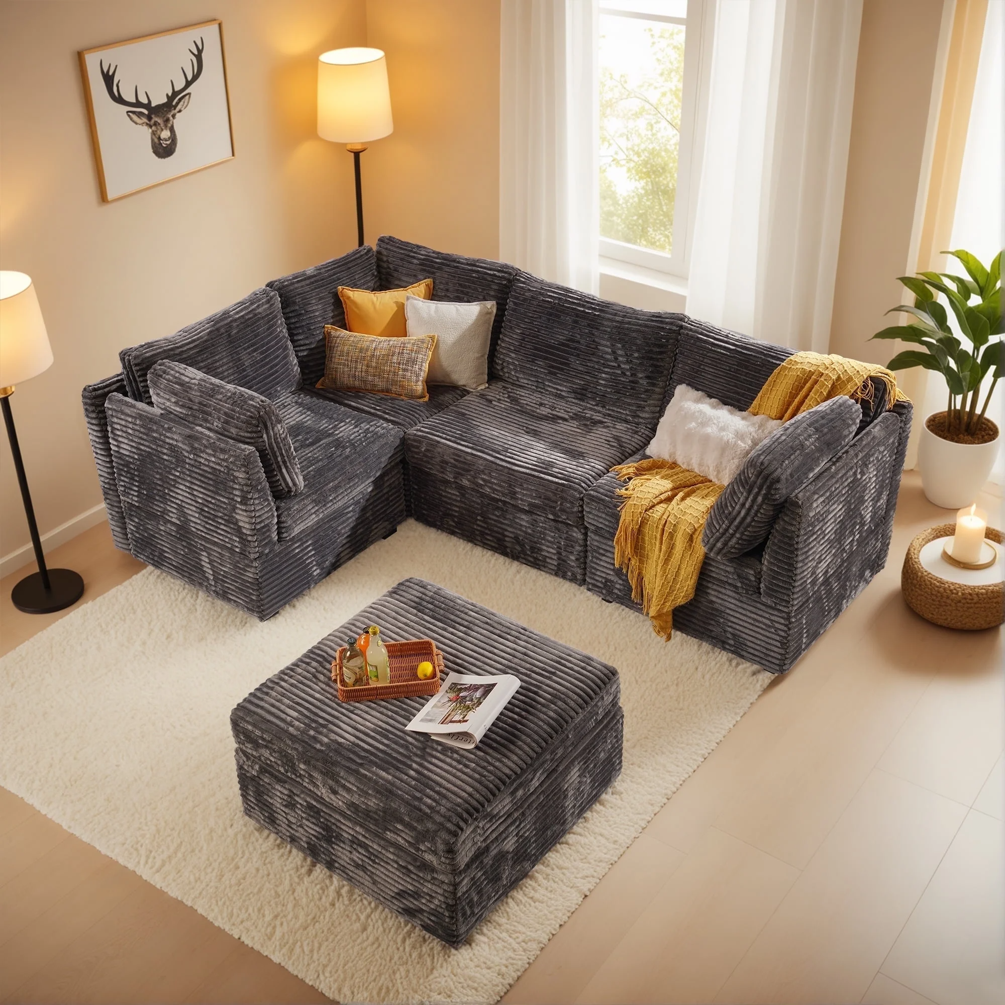 OVIOS Modular Sectional Sofa Couch with Oversized Chaise