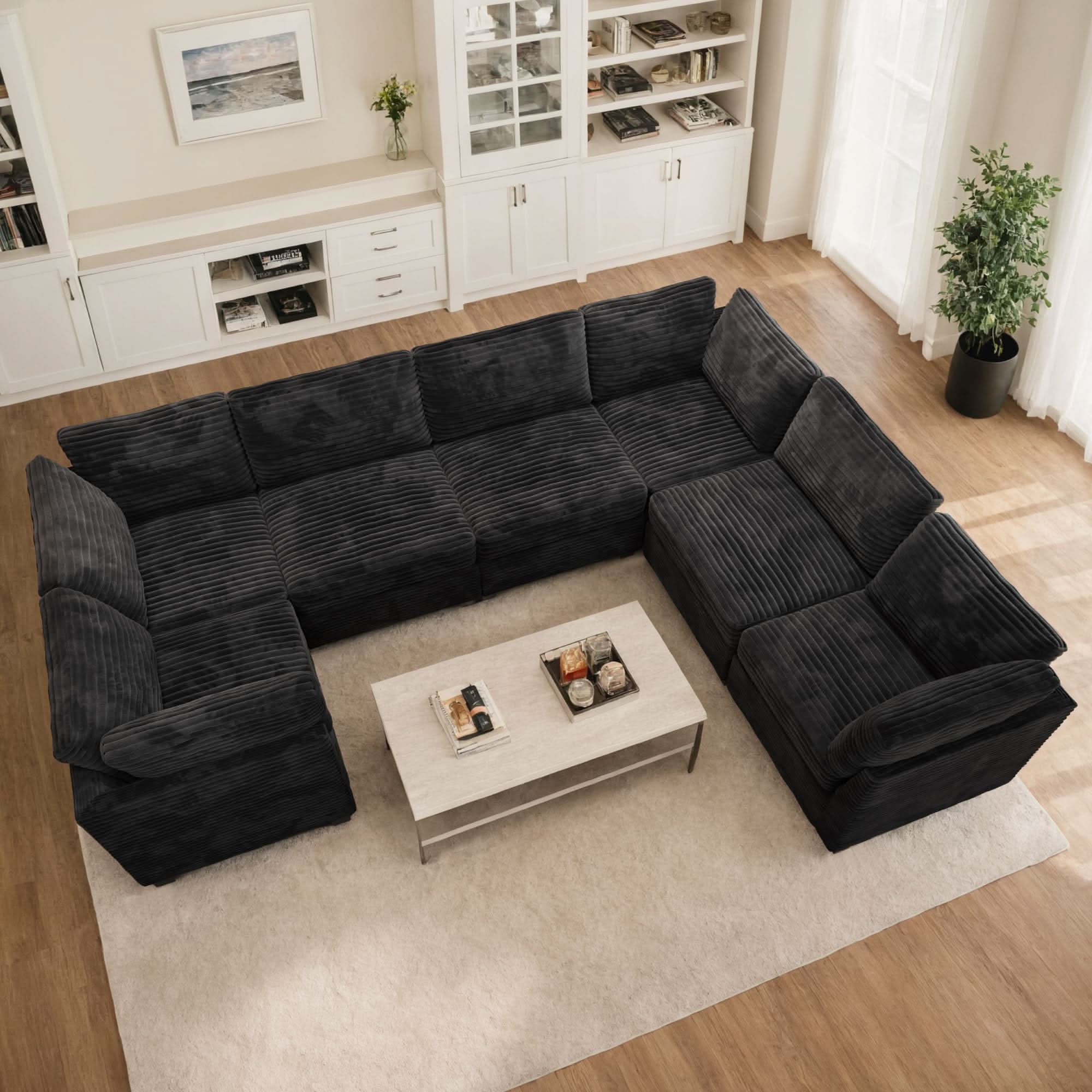 OVIOS 130.7" Modular Sectional Sofa Couch, U-Shaped Minimalist Couches with Oversized Chaise