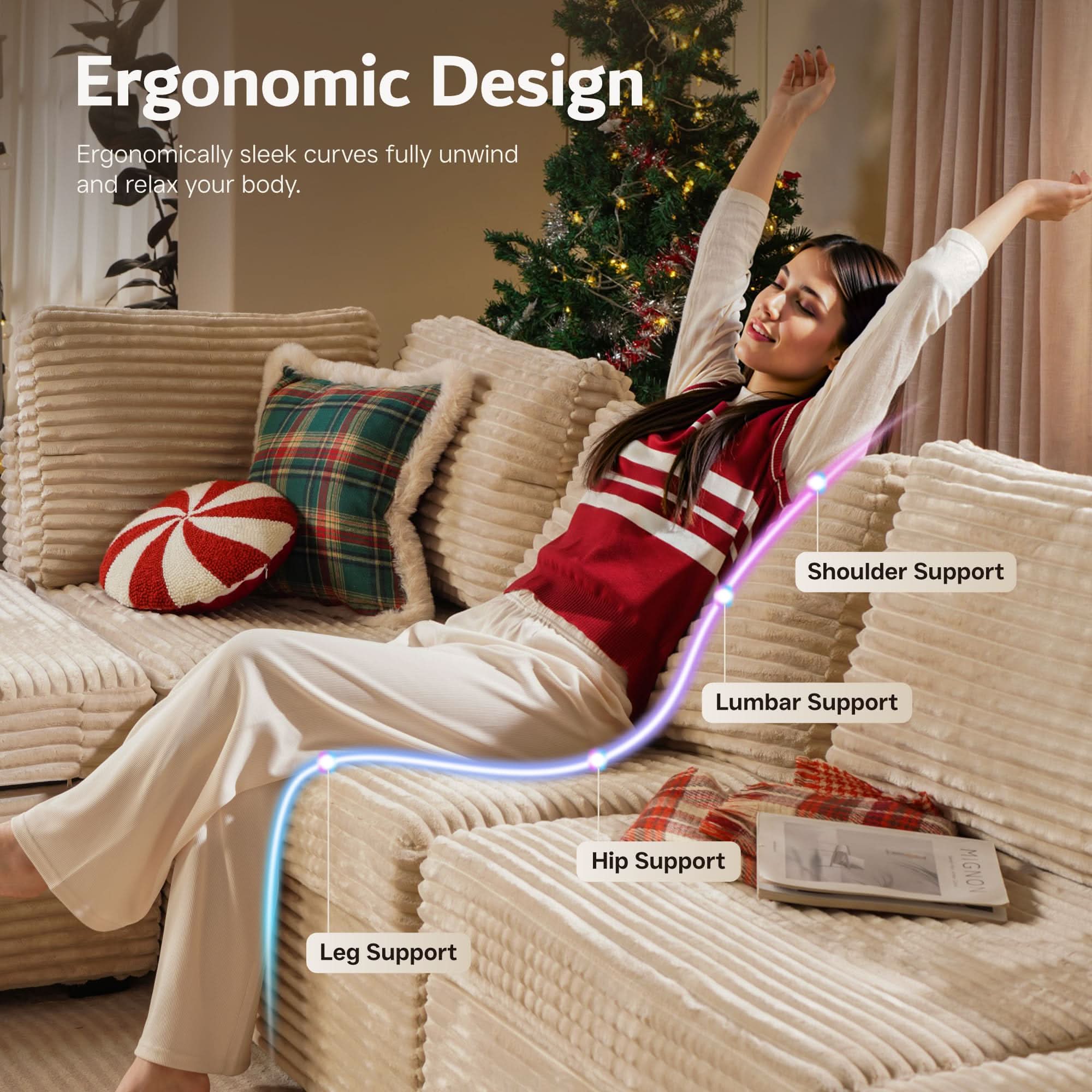 OVIOS Modular Sectional Sofa Couch with Oversized Chaise