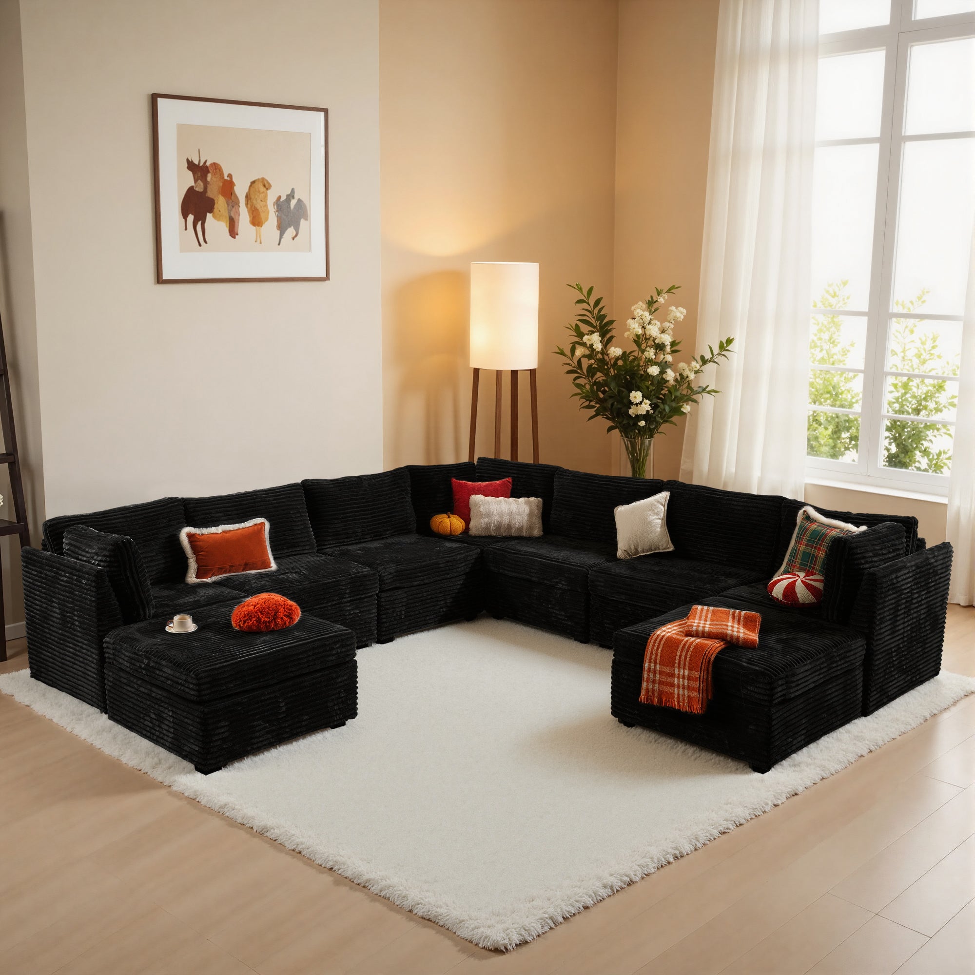 OVIOS Modular Sectional Sofa Couch with Oversized Chaise