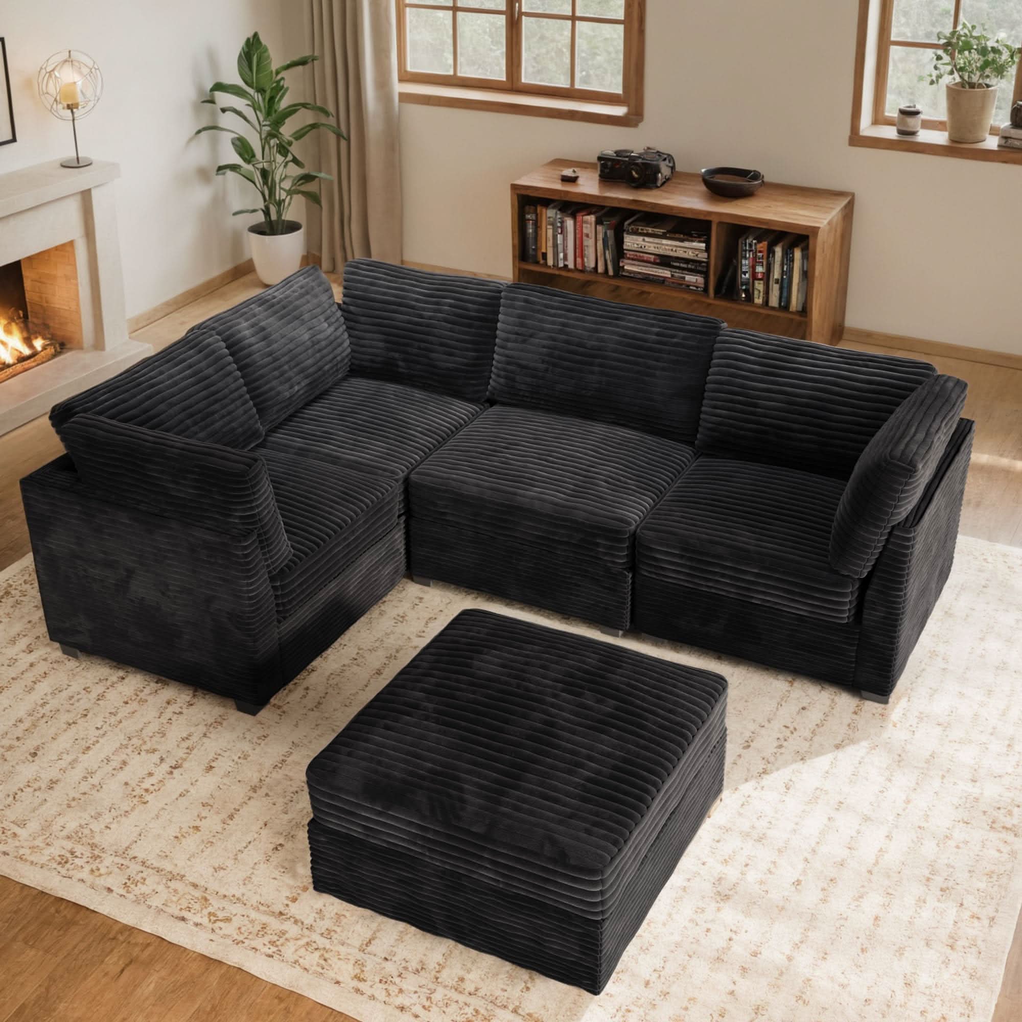 OVIOS 98" Modular Sectional Sofa Couch, L-Shaped Minimalist Couches with Sofa Bed Chaise