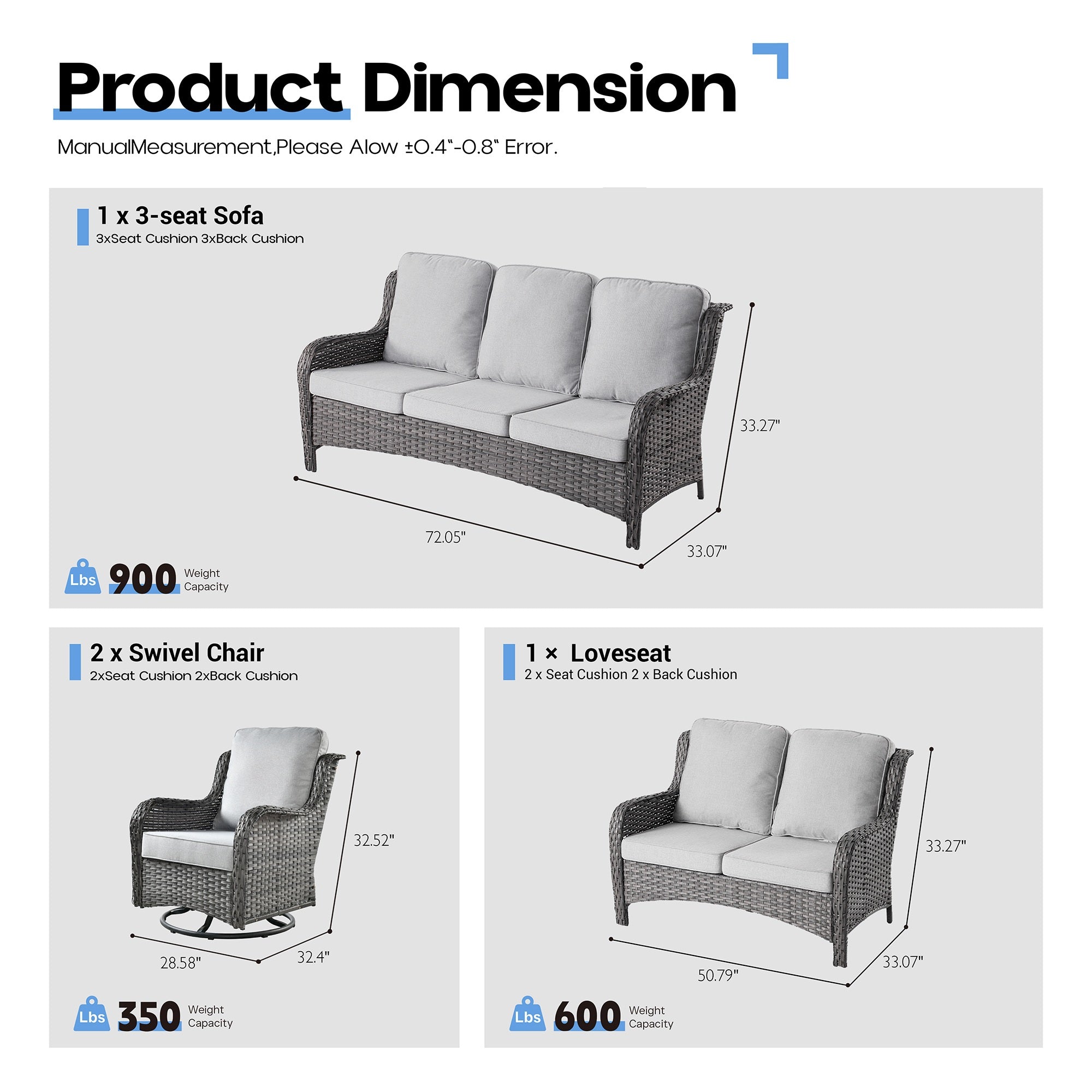 OVIOS Outdoor Wicker Patio Furniture Set