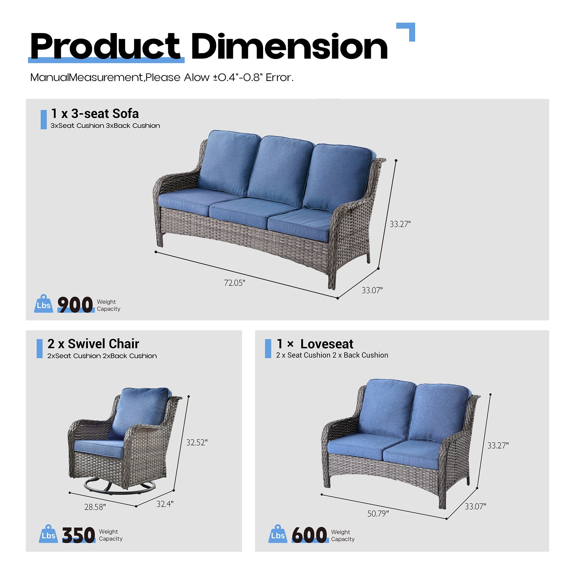 OVIOS Outdoor Wicker Patio Furniture Set