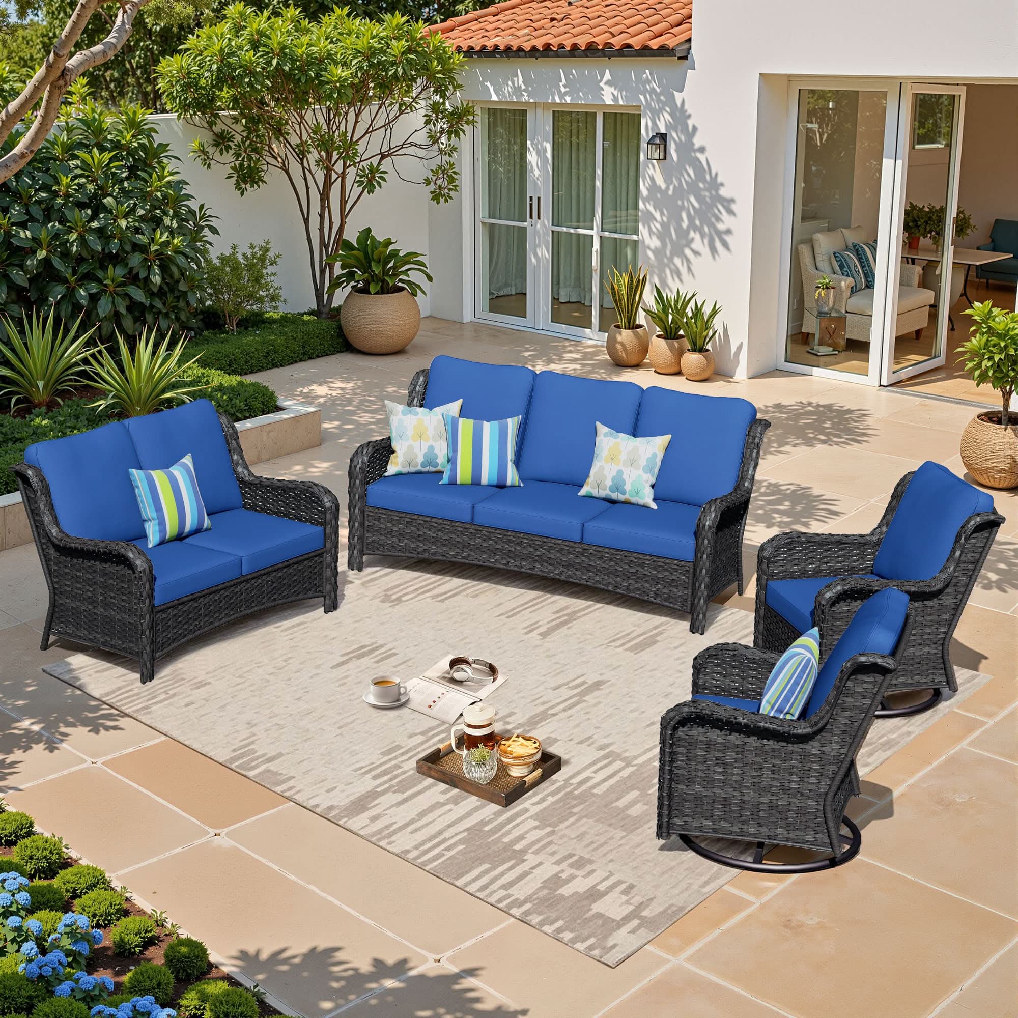 OVIOS Outdoor Wicker Patio Furniture Set