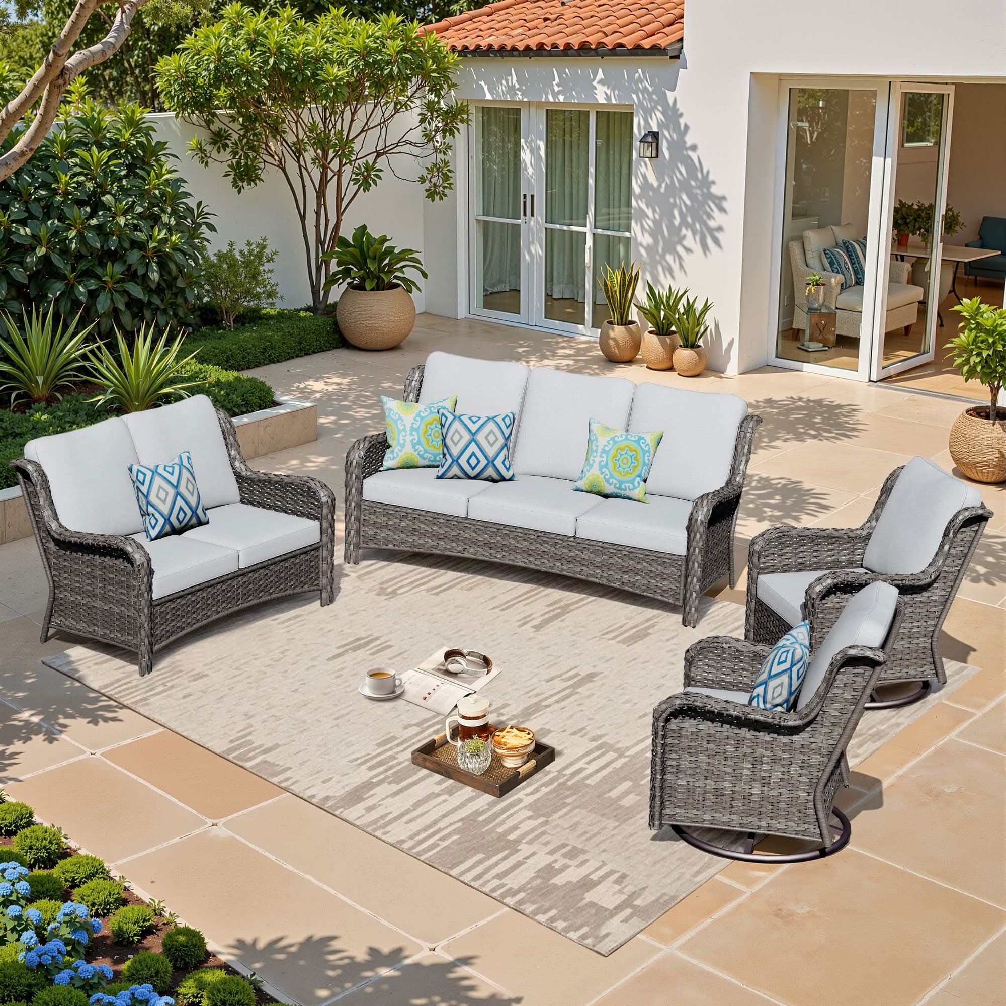 OVIOS Outdoor Wicker Patio Furniture Set