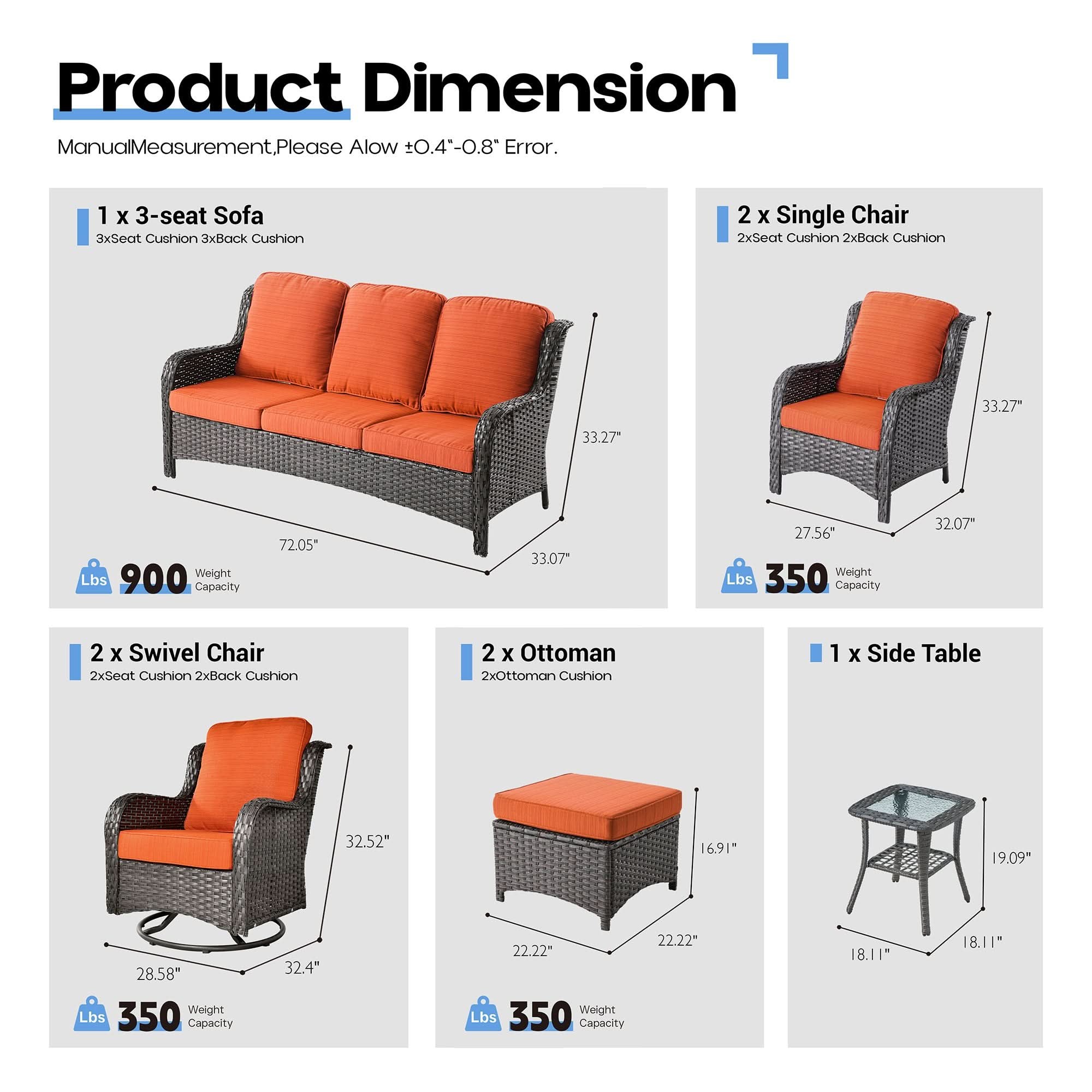 OVIOS Outdoor Wicker Patio Furniture Set