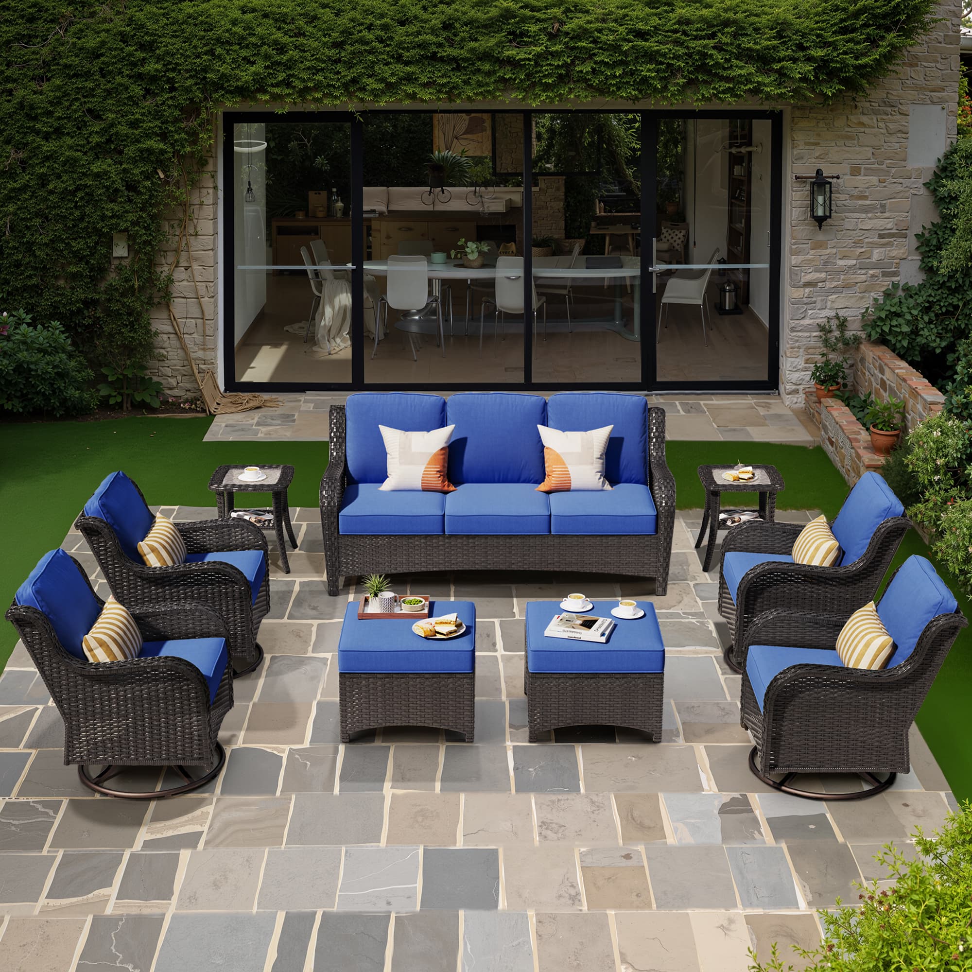 OVIOS Outdoor Wicker Patio Furniture Set