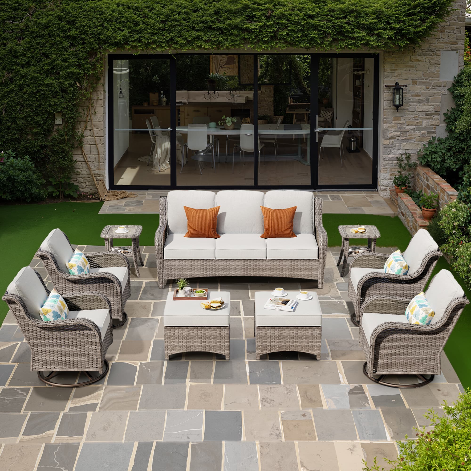 OVIOS Outdoor Wicker Patio Furniture Set