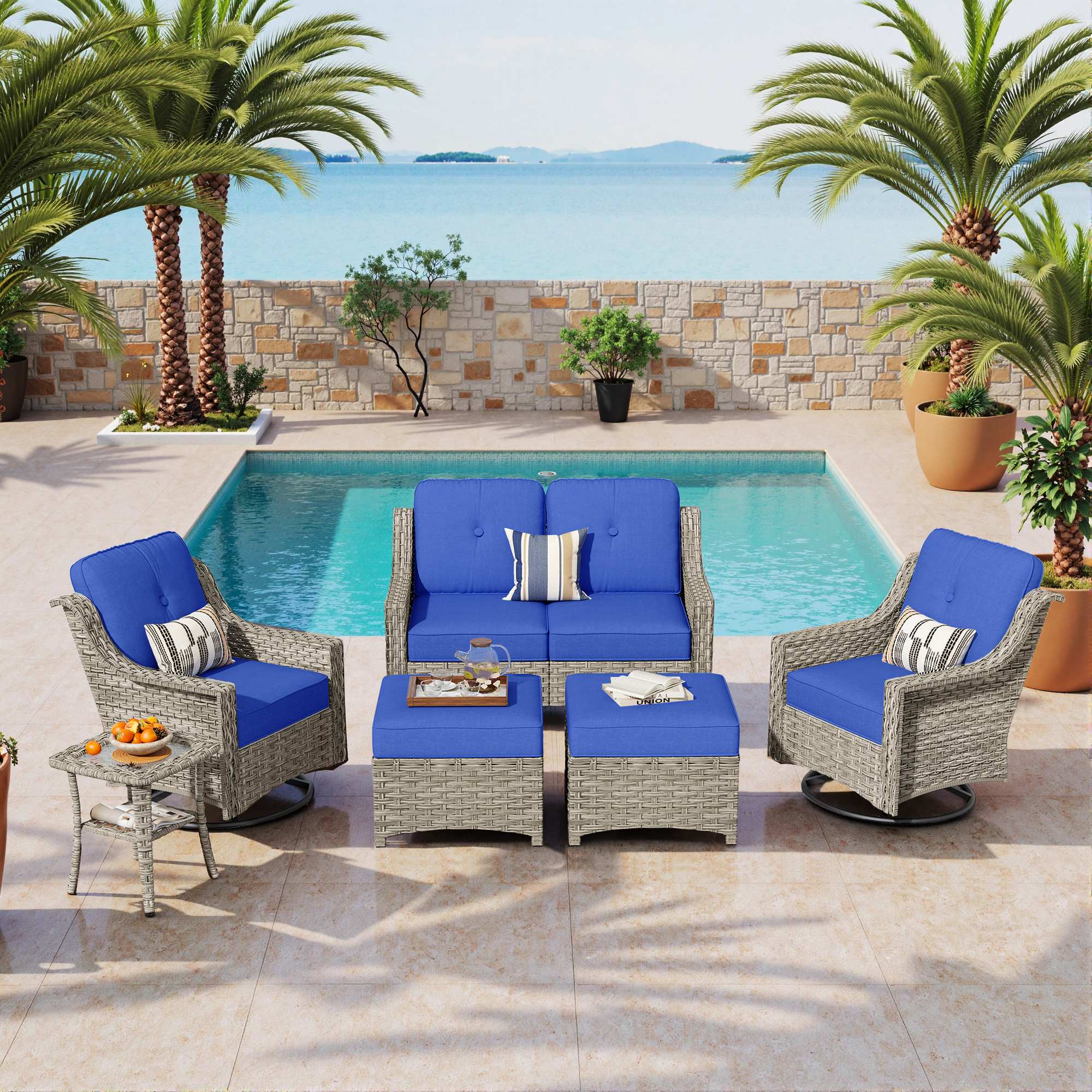Ovios Conversation Set 5-Piece, PAD Series,Included Swivel Chair