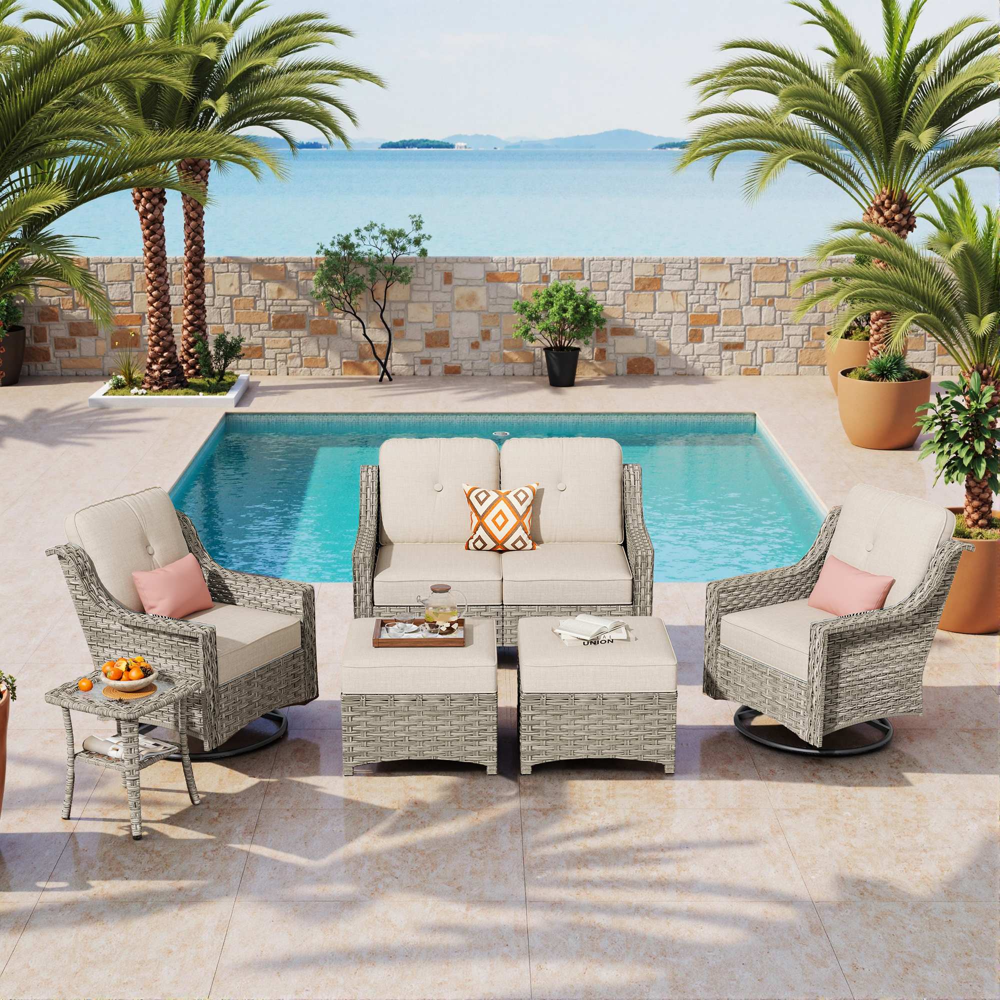 Ovios Conversation Set 5-Piece, PAD Series,Included Swivel Chair