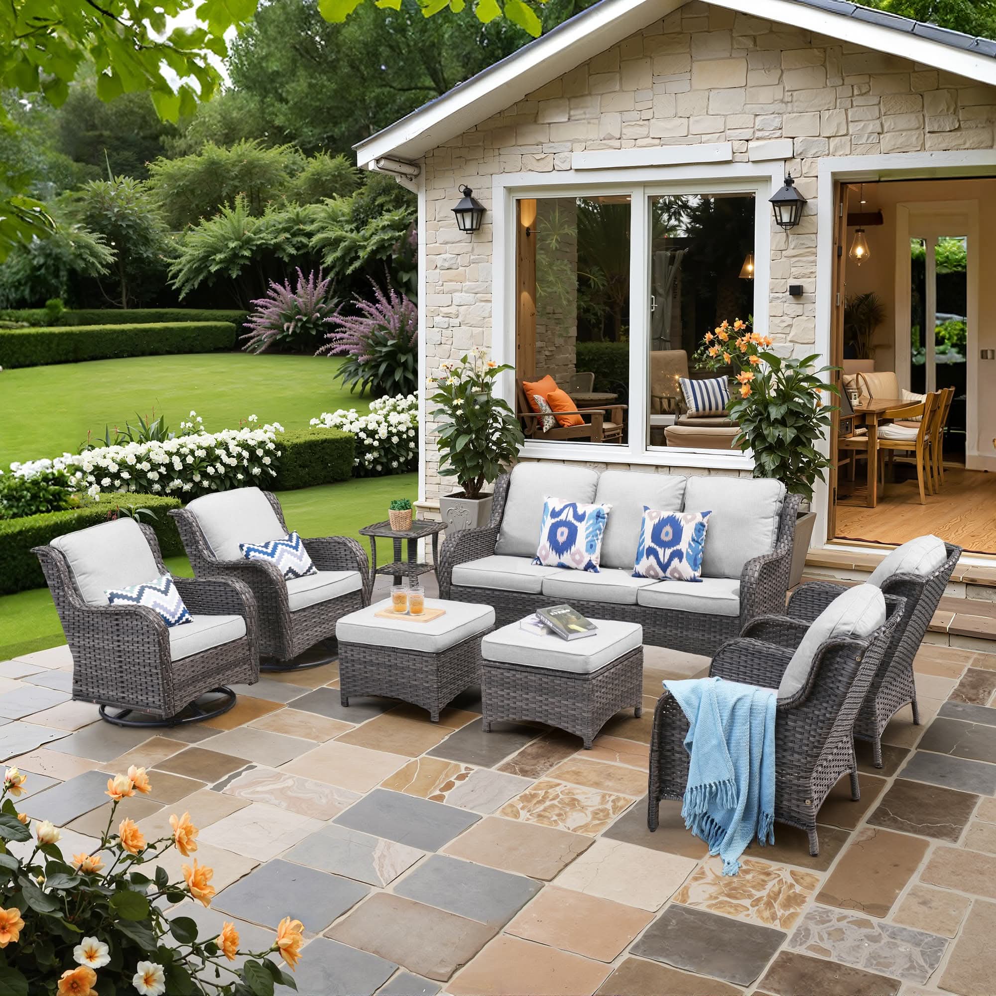 OVIOS Outdoor Wicker Patio Furniture Set