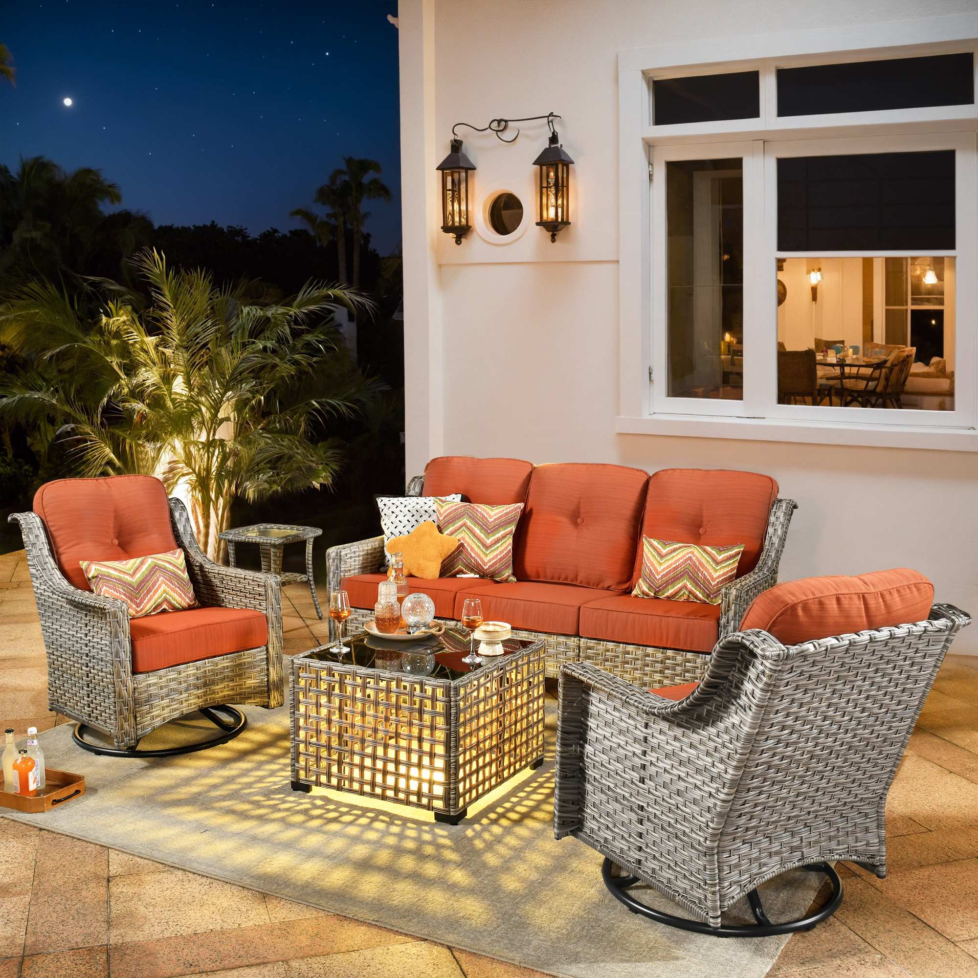 Ovios Conversation Set 5-Piece, PAD Series,Included Swivel Chair