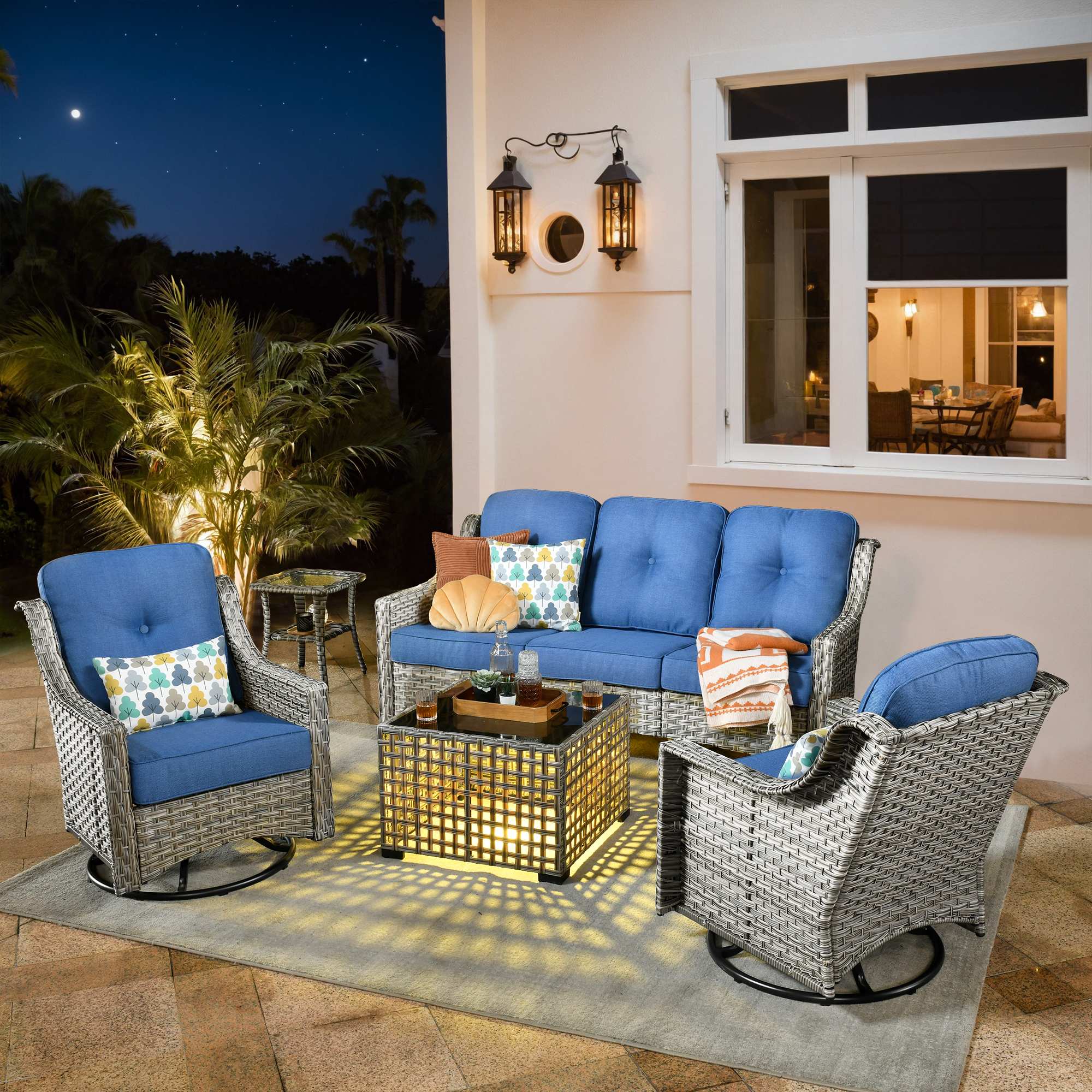 Ovios Conversation Set 5-Piece, PAD Series,Included Swivel Chair