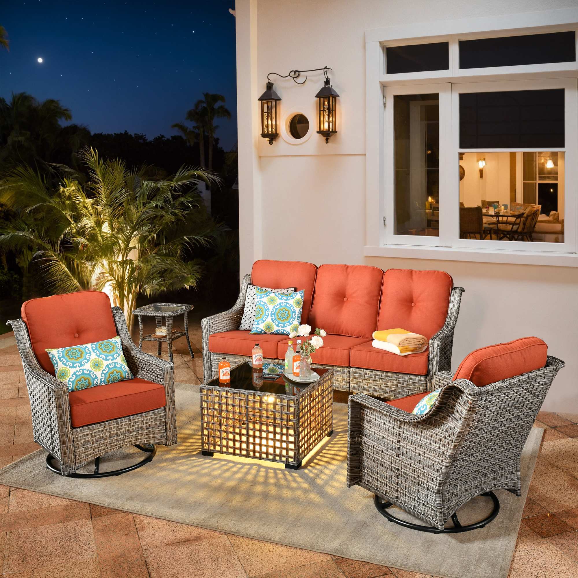 Ovios Conversation Set 5-Piece, PAD Series,Included Swivel Chair