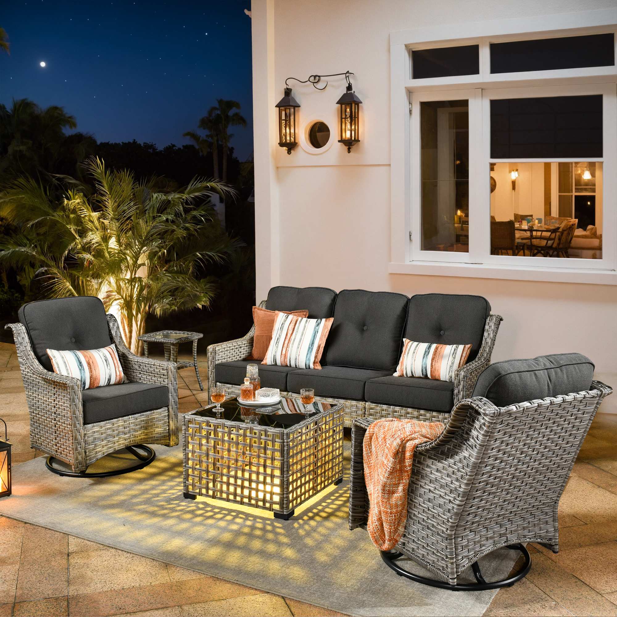 Ovios Conversation Set 5-Piece, PAD Series,Included Swivel Chair