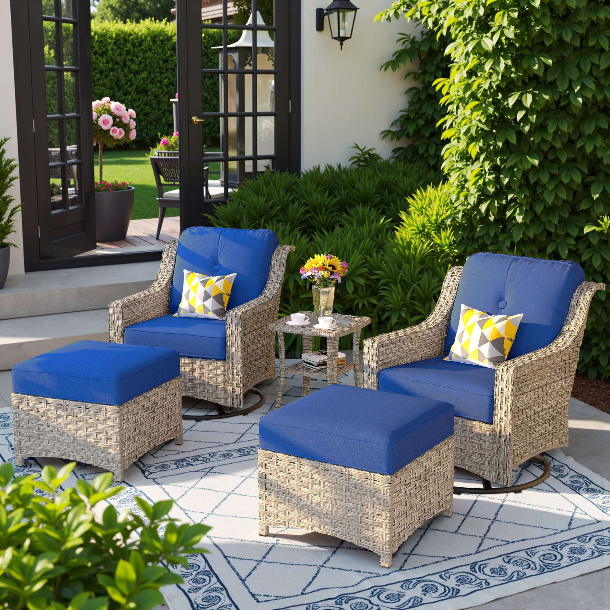 Ovios Conversation Set 5-Piece, PAD Series,Included Swivel Chair