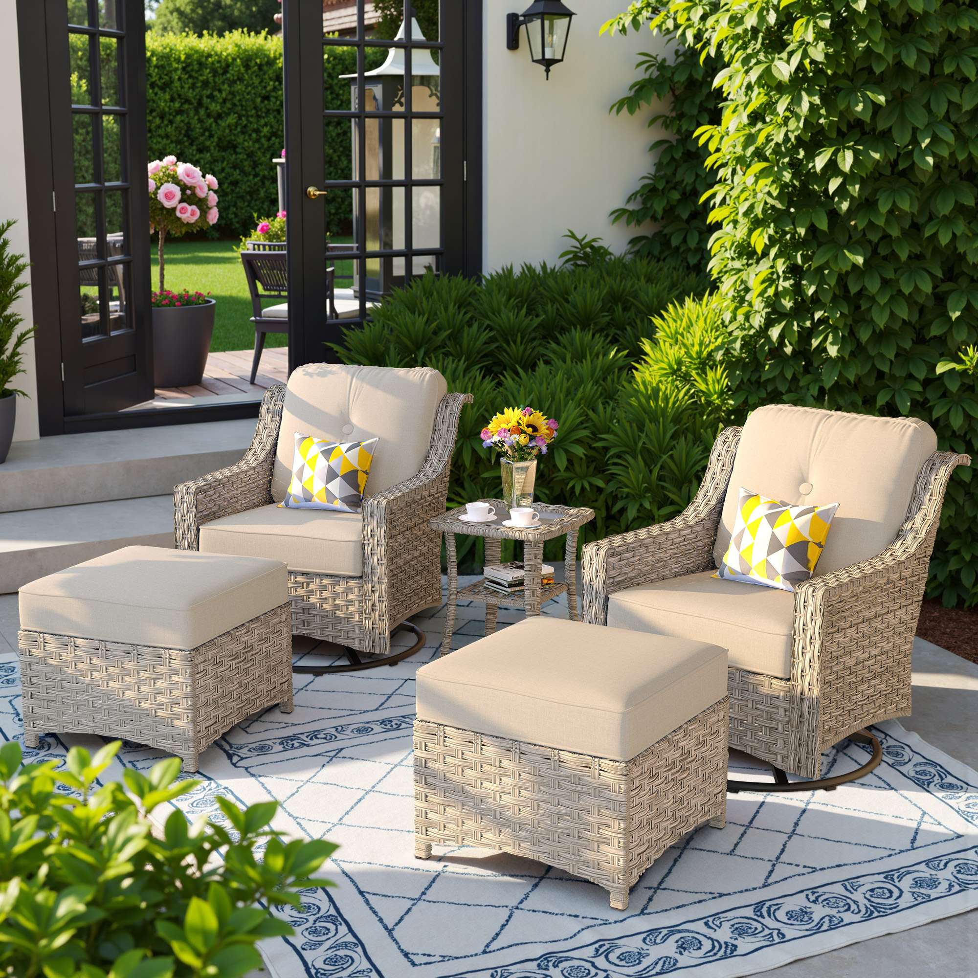 Ovios Conversation Set 5-Piece, PAD Series,Included Swivel Chair