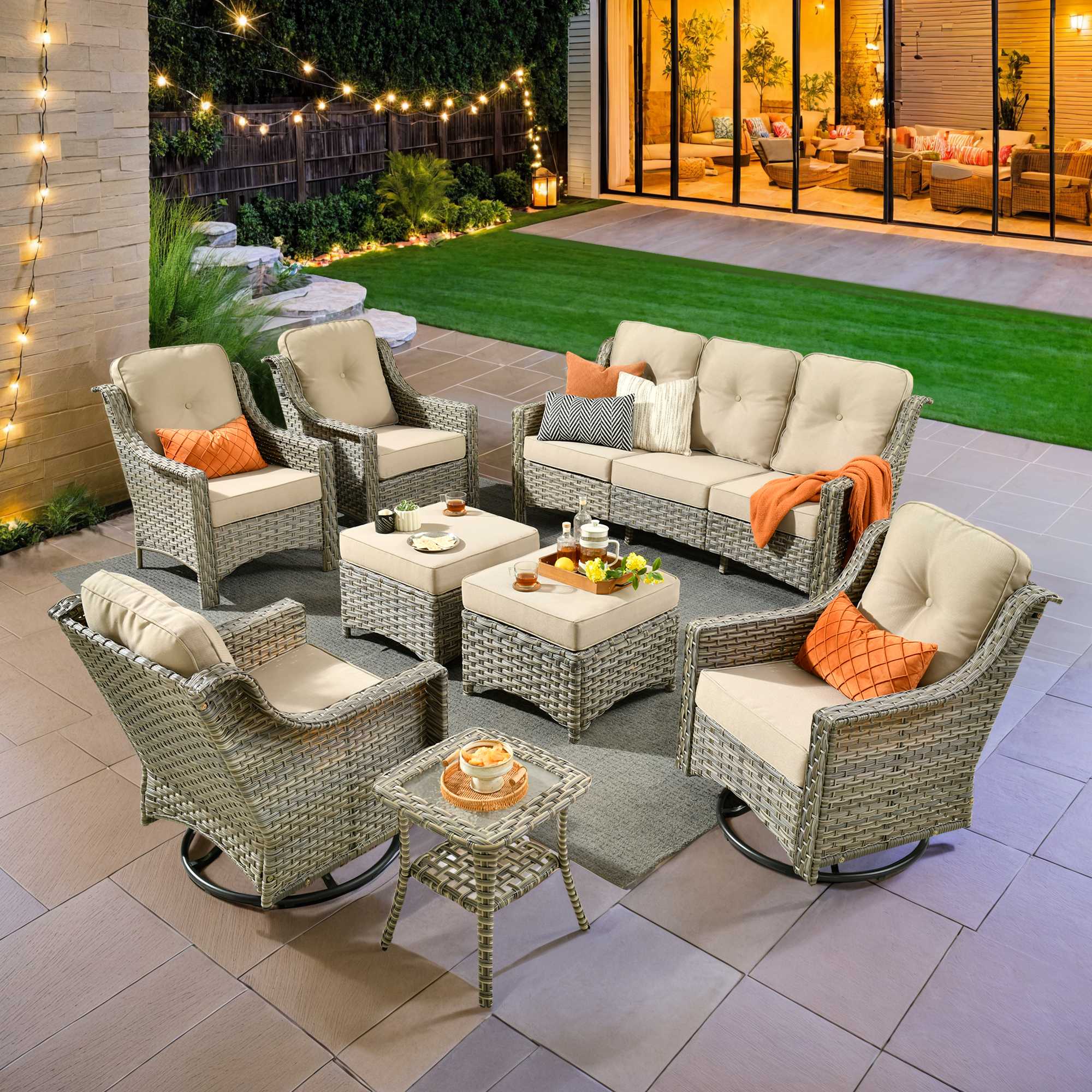 Ovios Conversation Set 5-Piece, PAD Series,Included Swivel Chair