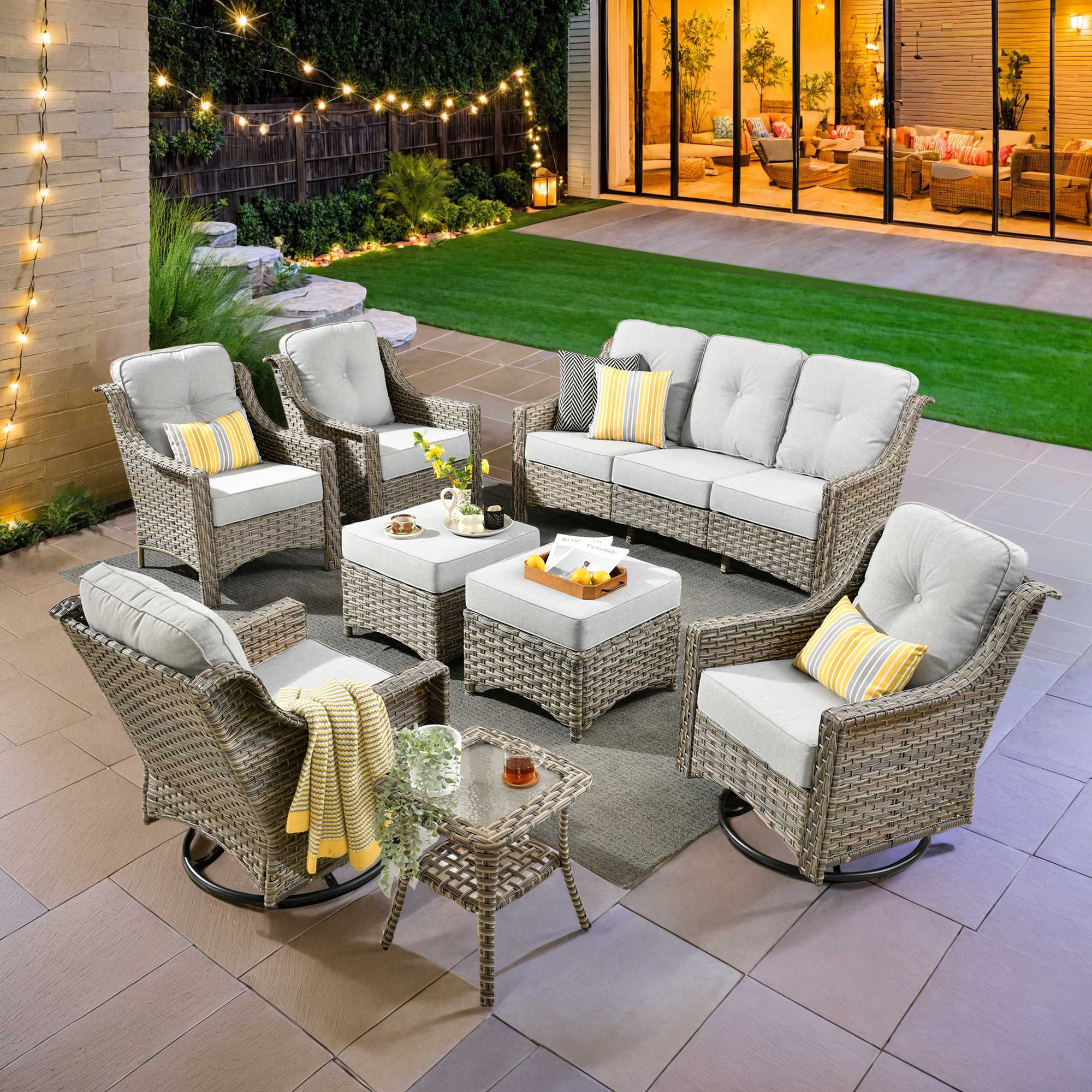 Ovios Conversation Set 5-Piece, PAD Series,Included Swivel Chair