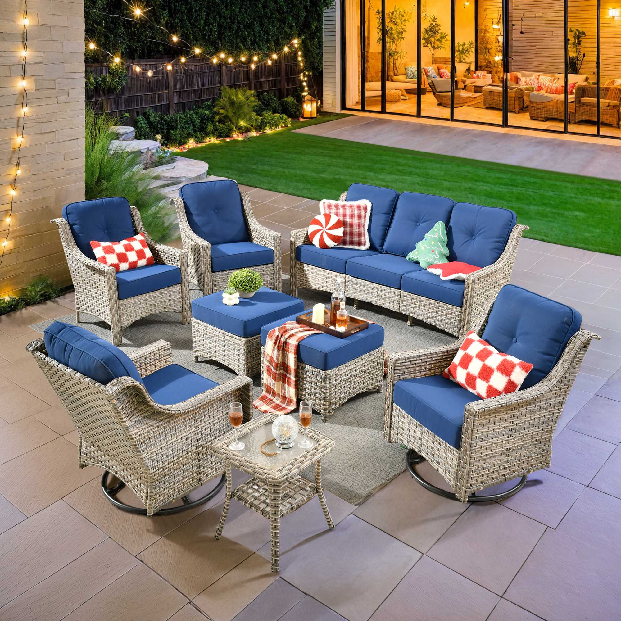 Ovios Conversation Set 5-Piece, PAD Series,Included Swivel Chair