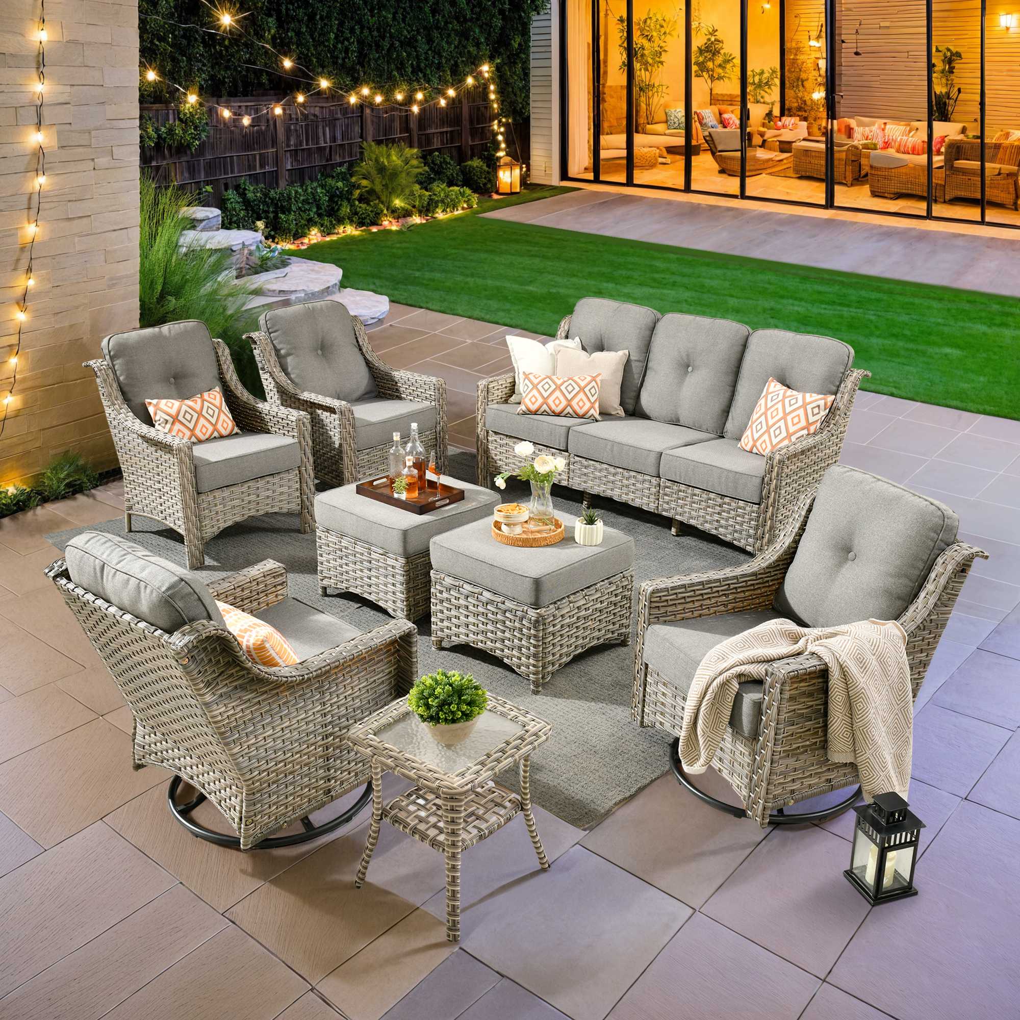 Ovios Conversation Set 5-Piece, PAD Series,Included Swivel Chair