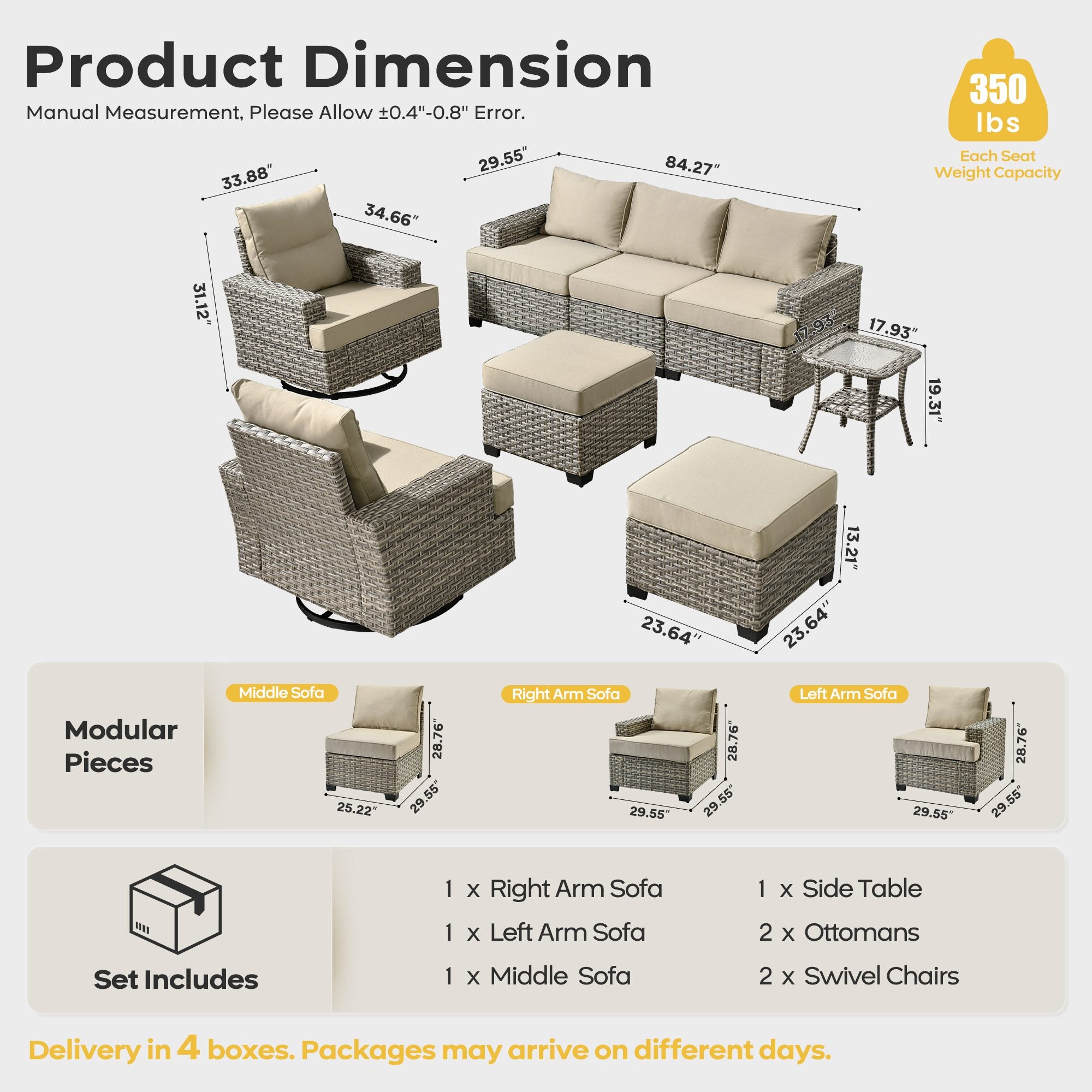 TBS Series - Sectional Patio Furniture Set 8-Piece