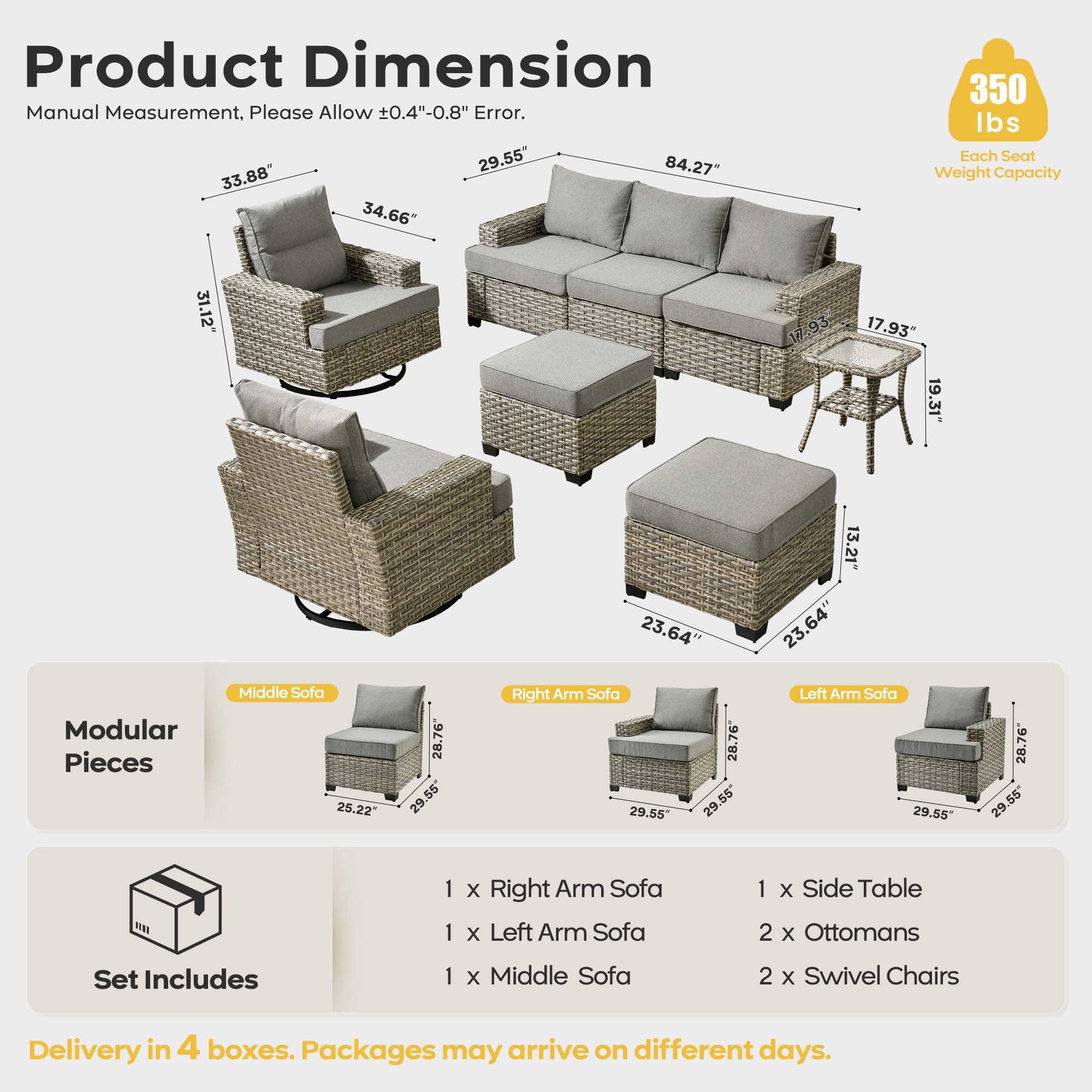 TBS Series - Sectional Patio Furniture Set 8-Piece