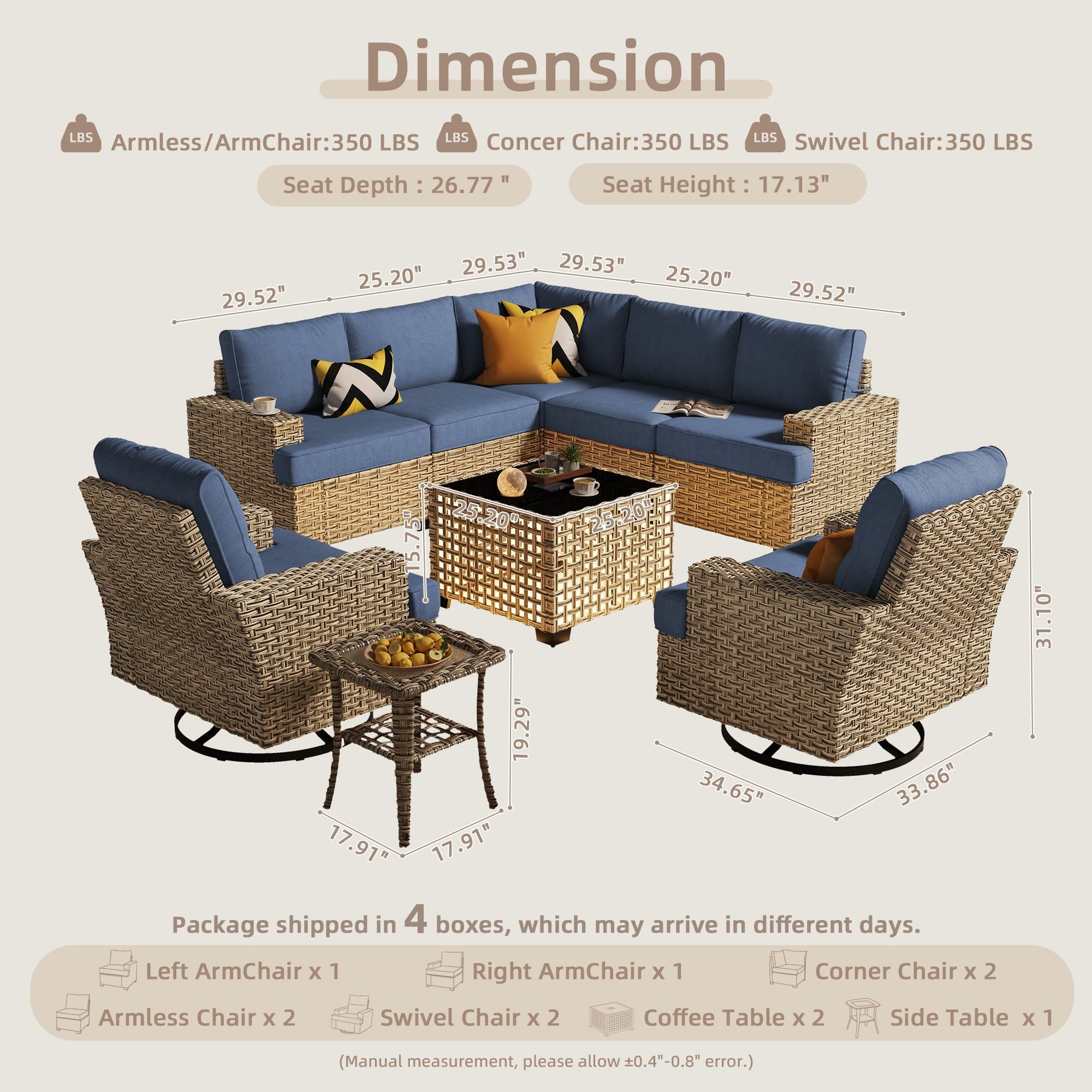 TBS Series - Sectional Patio Furniture Set 8-Piece