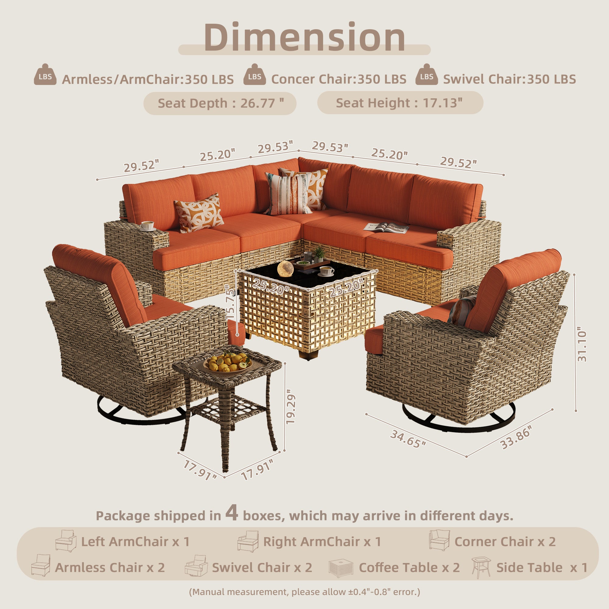 TBS Series - Sectional Patio Furniture Set 8-Piece