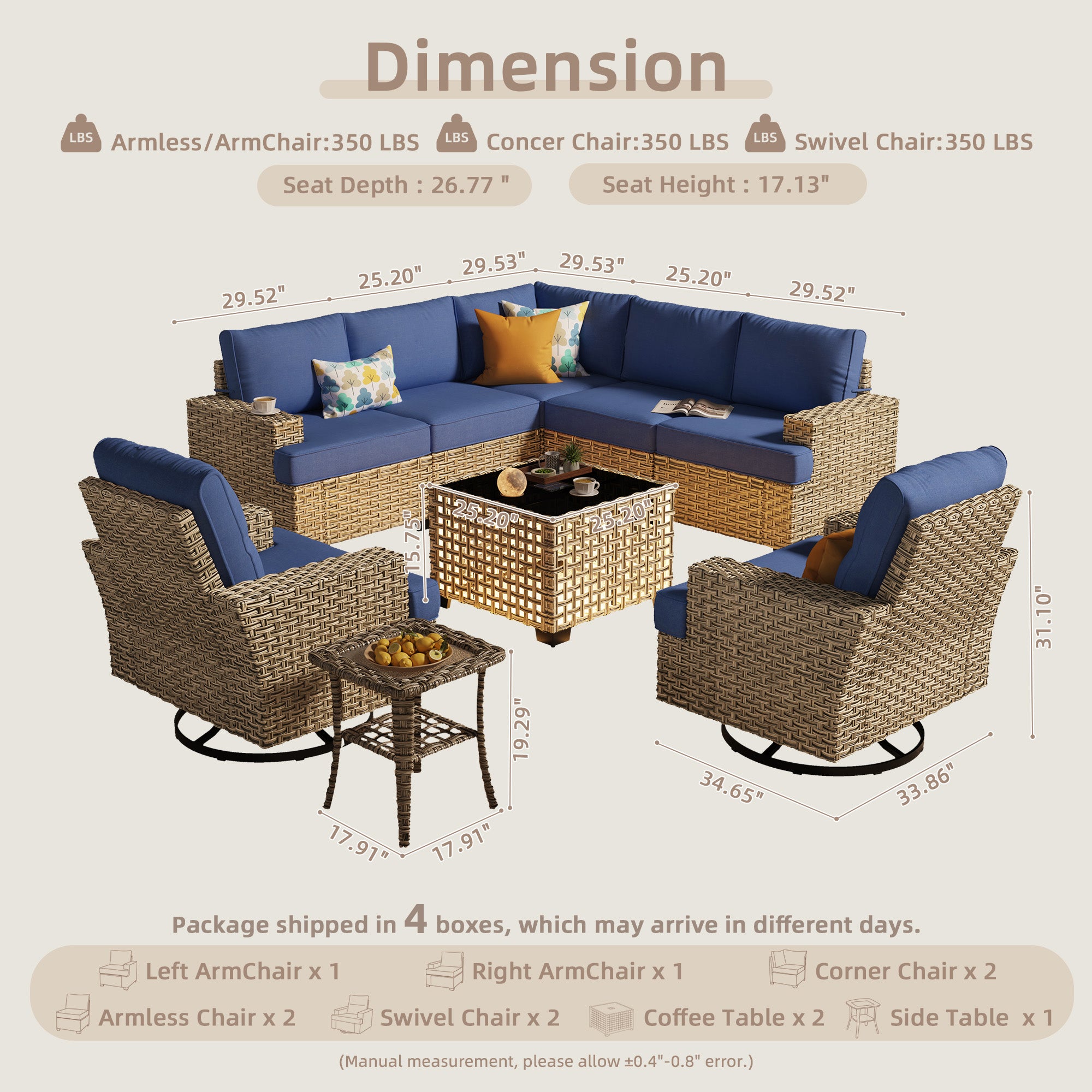 TBS Series - Sectional Patio Furniture Set 8-Piece