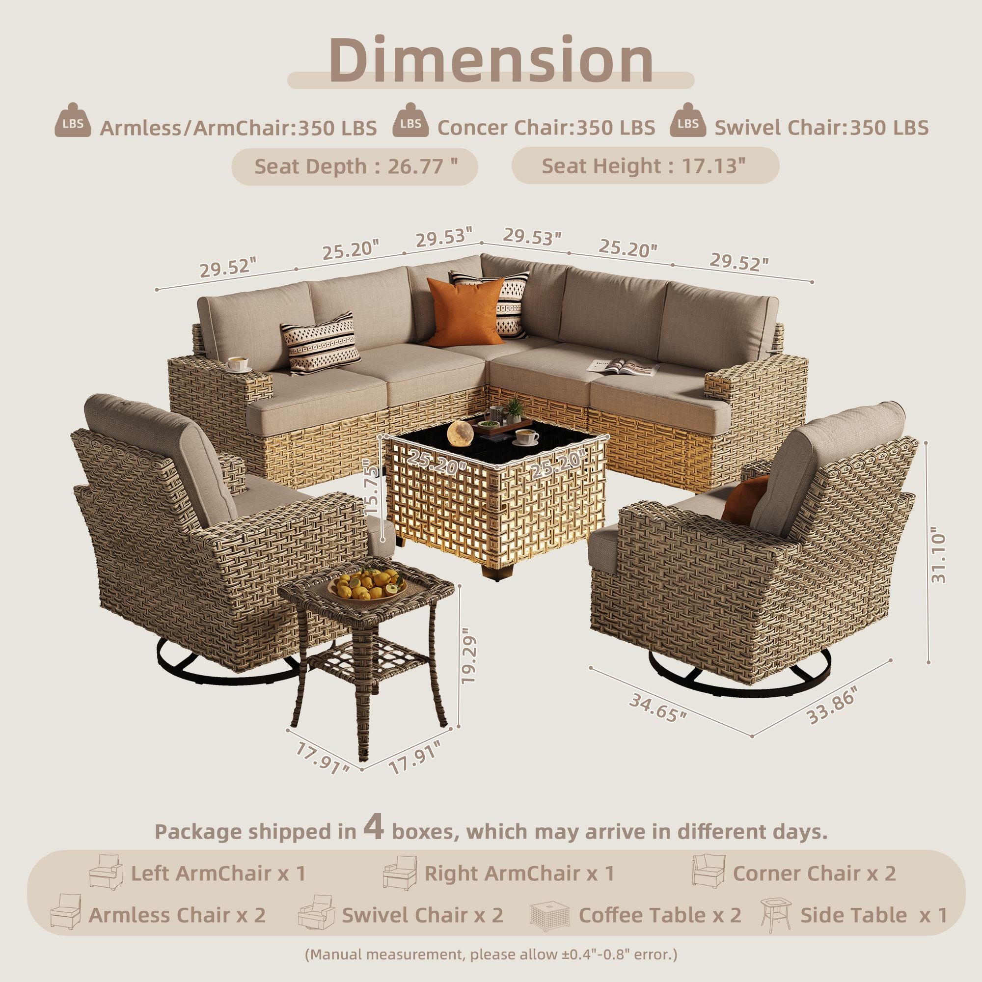 TBS Series - Sectional Patio Furniture Set 8-Piece