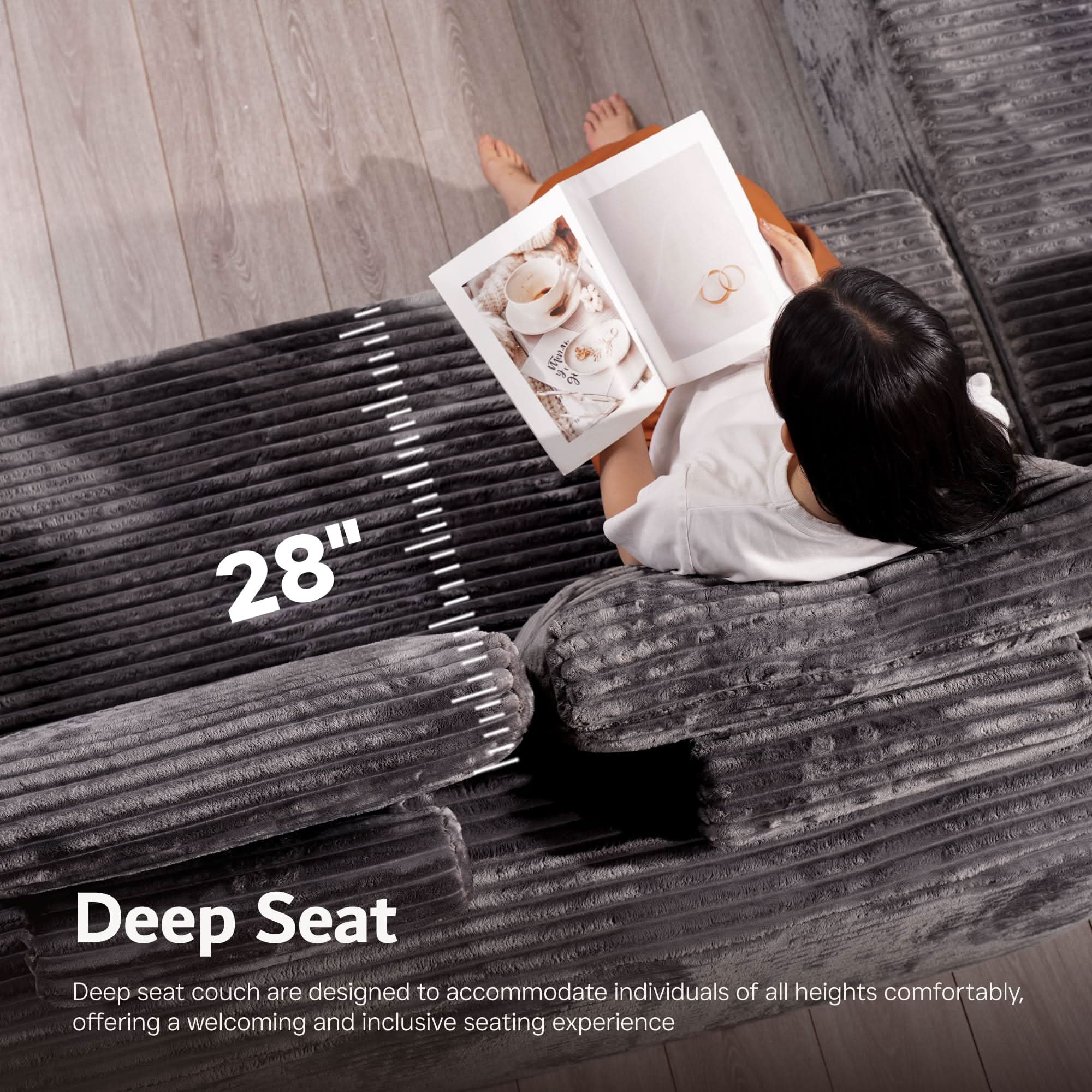 OVIOS Modular Sectional Cloud Couch, Plush Corduroy Sofa with Memory Foam, No Assembly