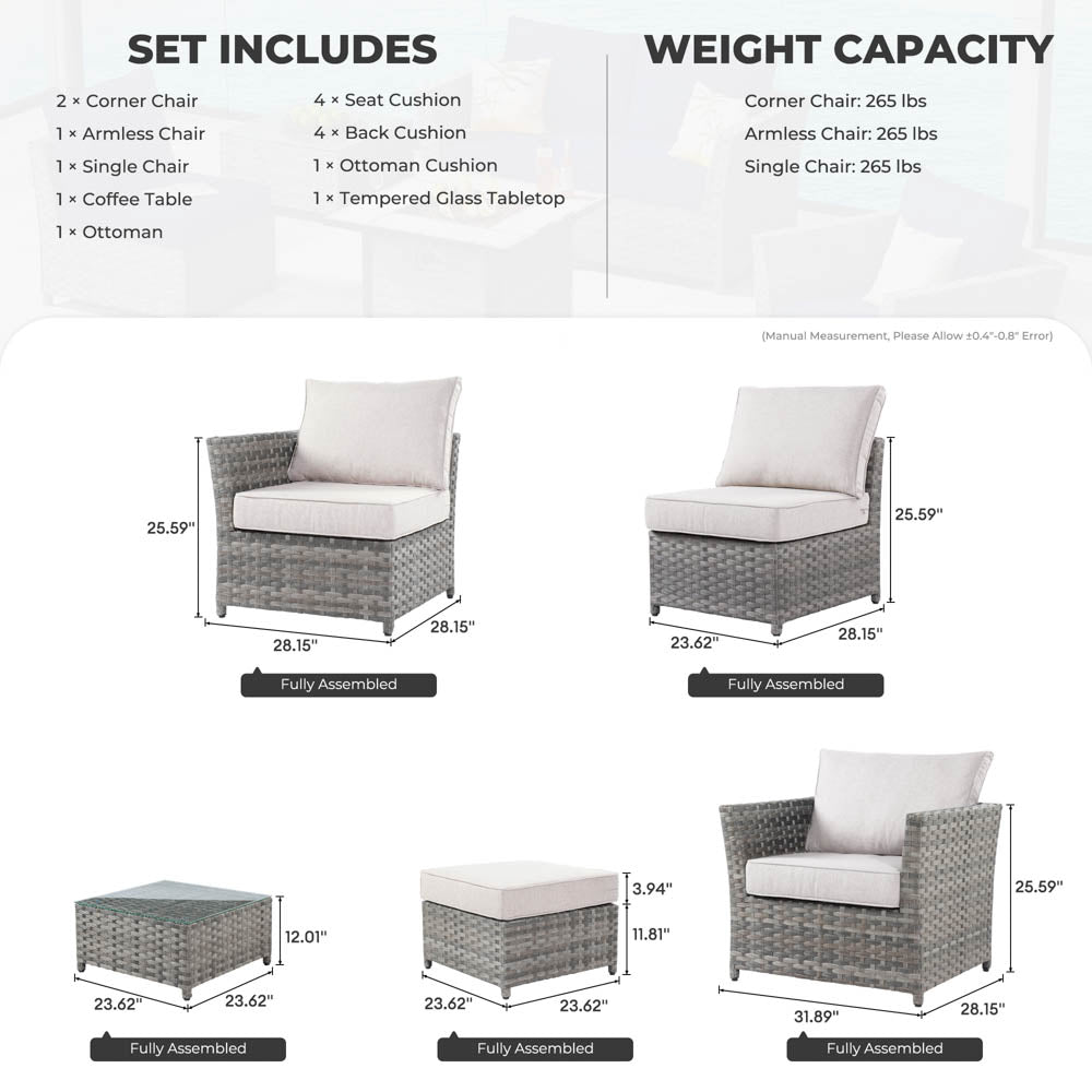 OVIOS Patio Furniture Set New Rimaru 6-Piece, Fully Assembled