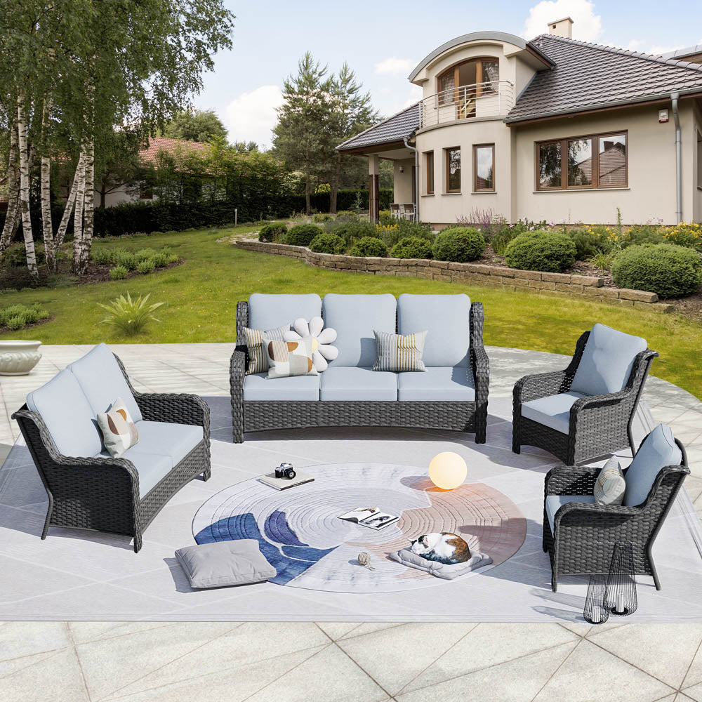 Ovios Patio Kenard 4-Piece Conversation Set with Loveseat