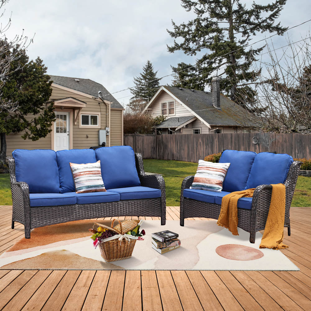 OVIOS Patio Kenard 2-Piece Conversation Set with Loveseat and Three-seat Couch