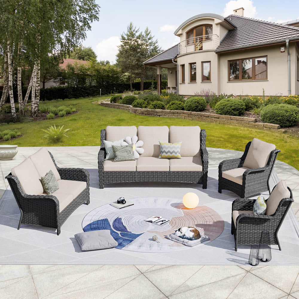 Ovios Patio Kenard 4-Piece Conversation Set with Loveseat