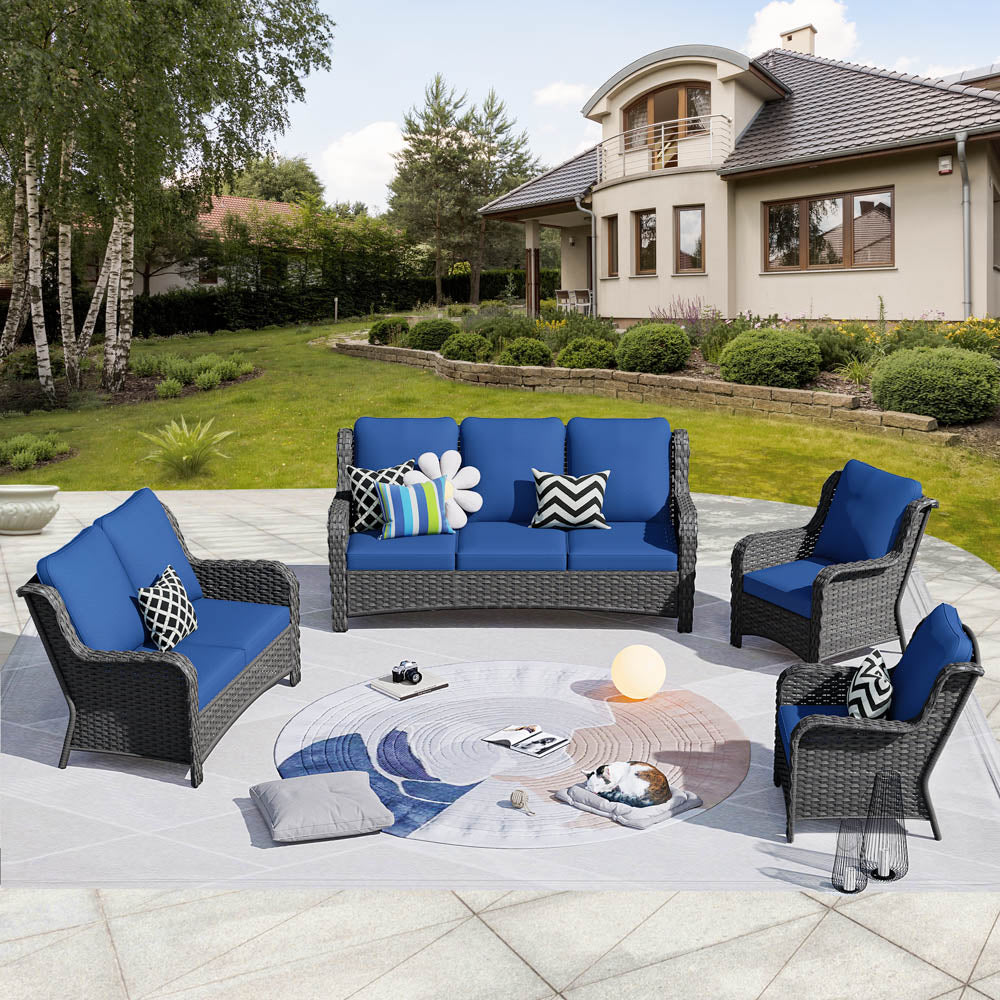 Ovios Patio Kenard 4-Piece Conversation Set with Loveseat