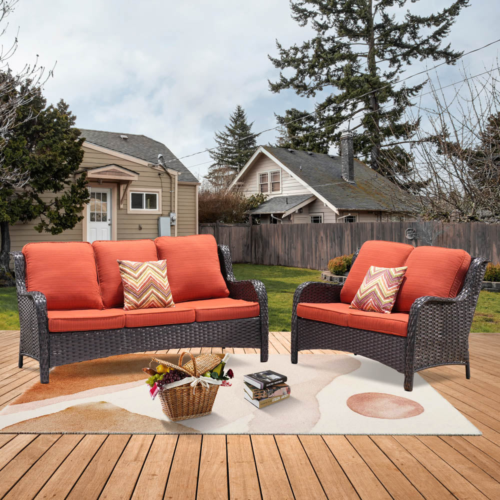 OVIOS Patio Kenard 2-Piece Conversation Set with Loveseat and Three-seat Couch