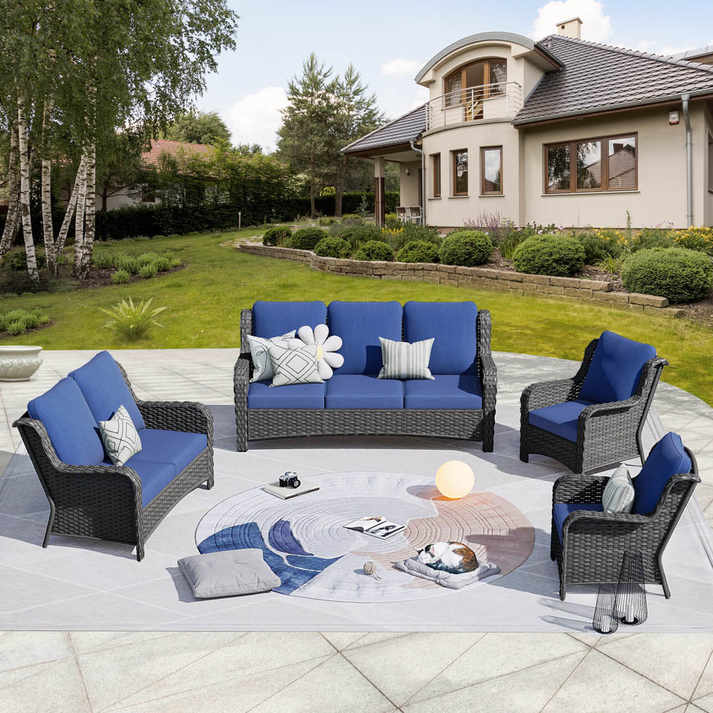 Ovios Patio Kenard 4-Piece Conversation Set with Loveseat