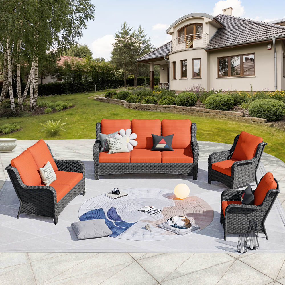Ovios Patio Kenard 4-Piece Conversation Set with Loveseat