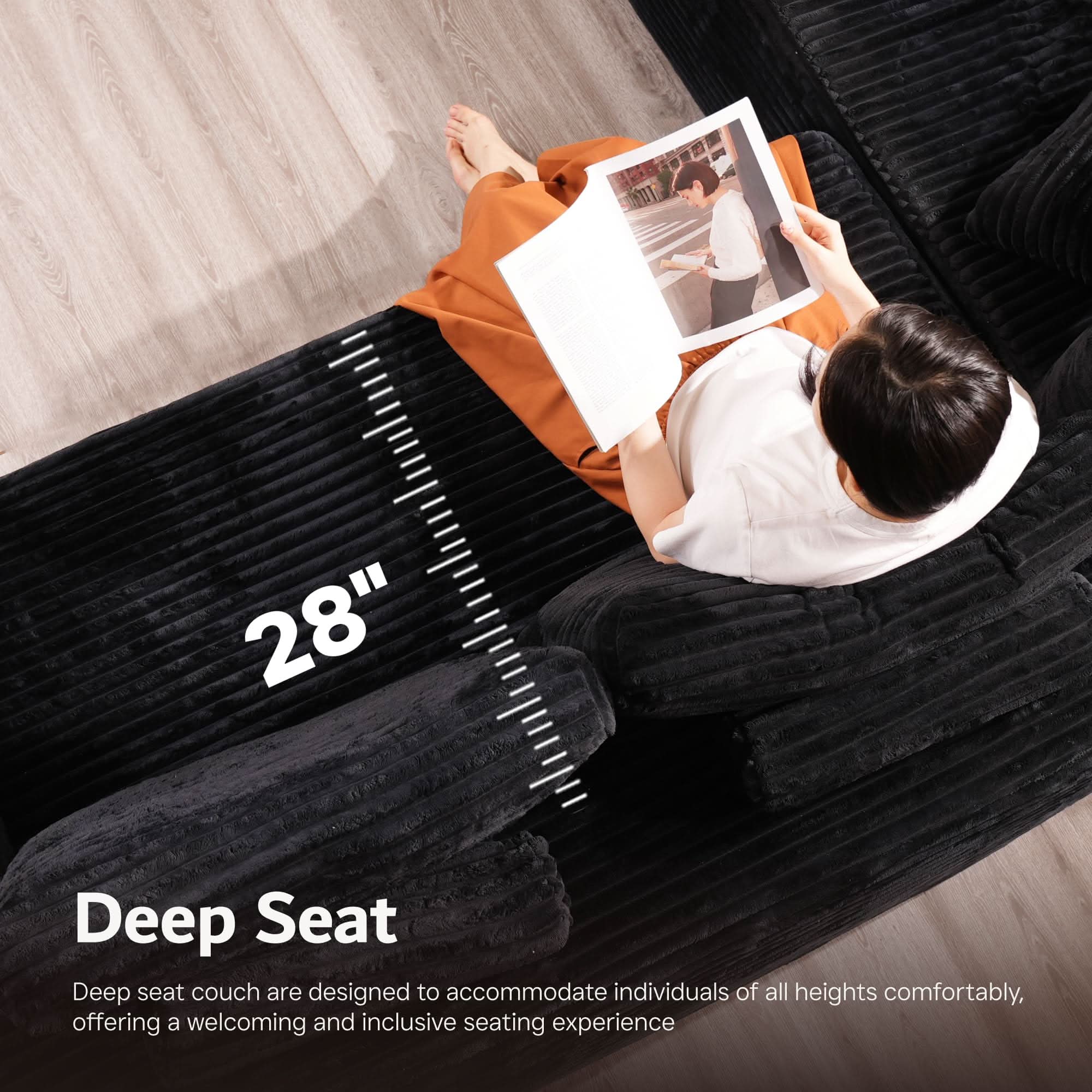 OVIOS Modular Sectional Cloud Couch, Plush Corduroy Sofa with Memory Foam, No Assembly