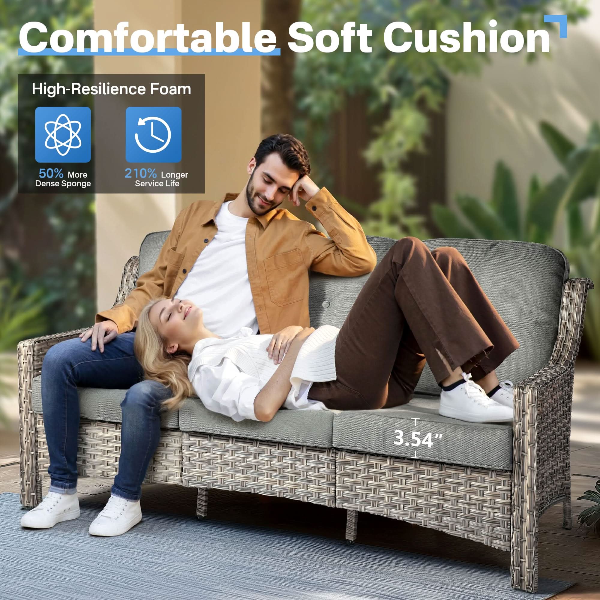 Ovios Conversation Set 6-Piece PAD Series include 46"Fire Pit Table