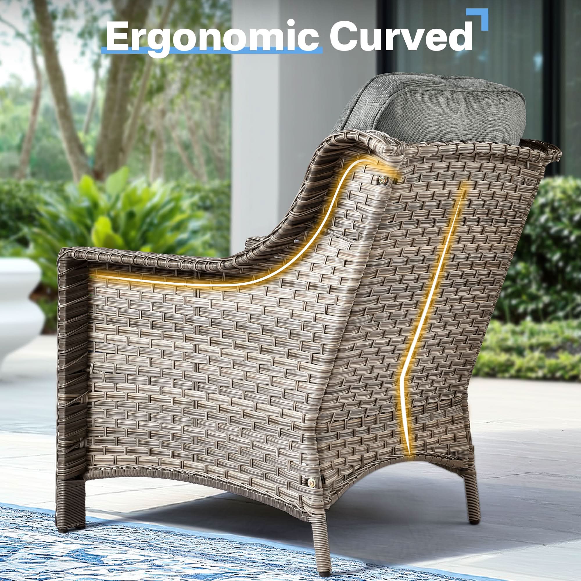 Ovios Conversation Set 6-Piece PAD Series include 46"Fire Pit Table