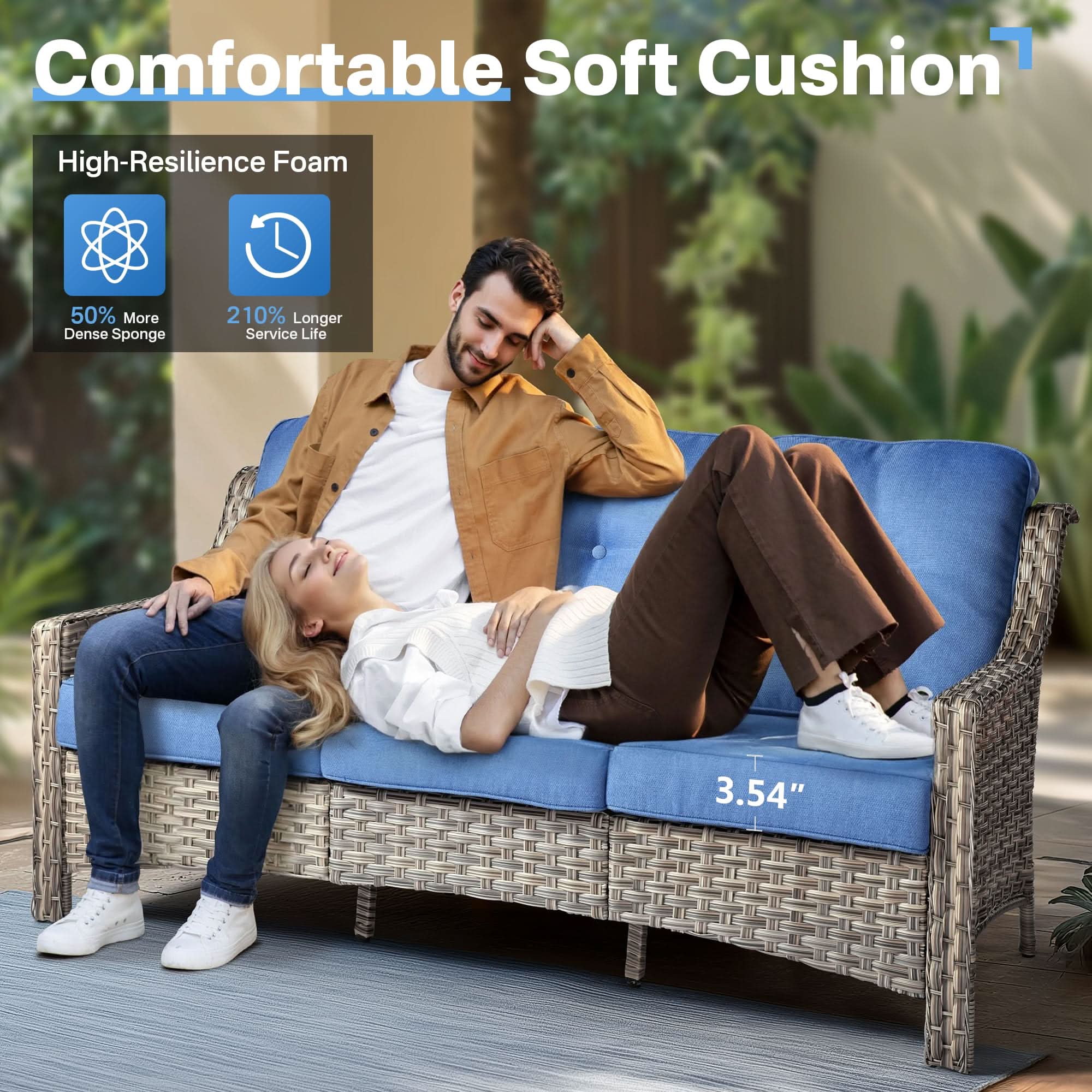 Ovios Conversation Set 6-Piece PAD Series include 46"Fire Pit Table