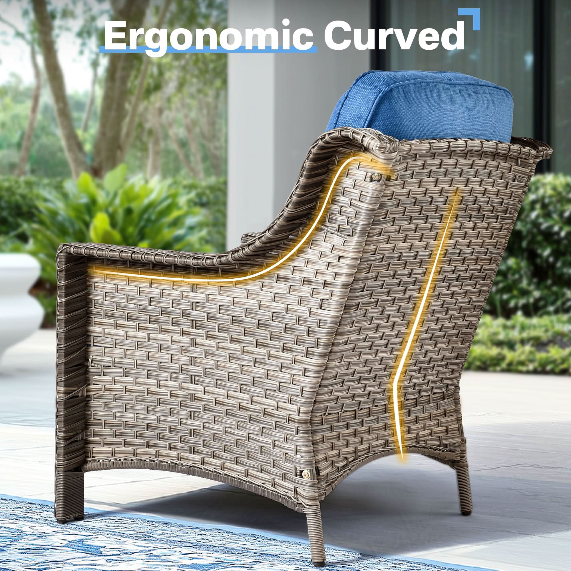 Ovios Conversation Set 6-Piece PAD Series include 46"Fire Pit Table