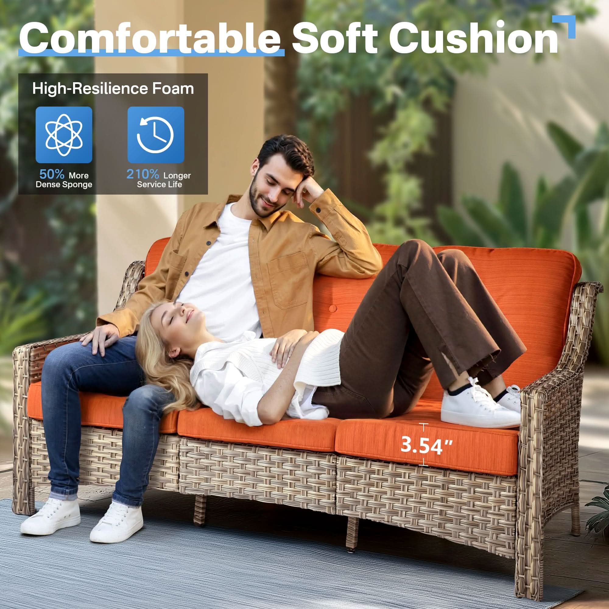 Ovios Conversation Set 6-Piece PAD Series include 46"Fire Pit Table